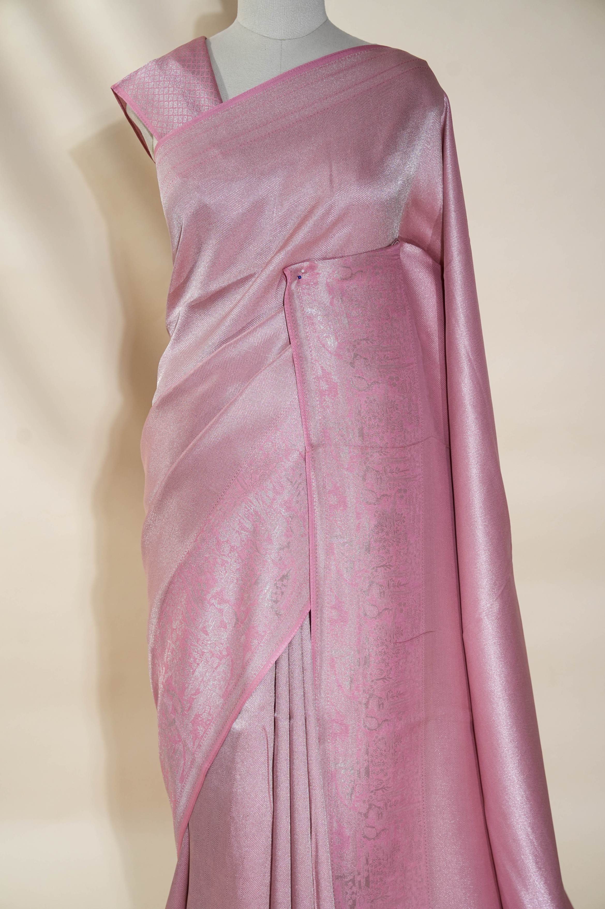 Pink Banarasi Tissue Saree