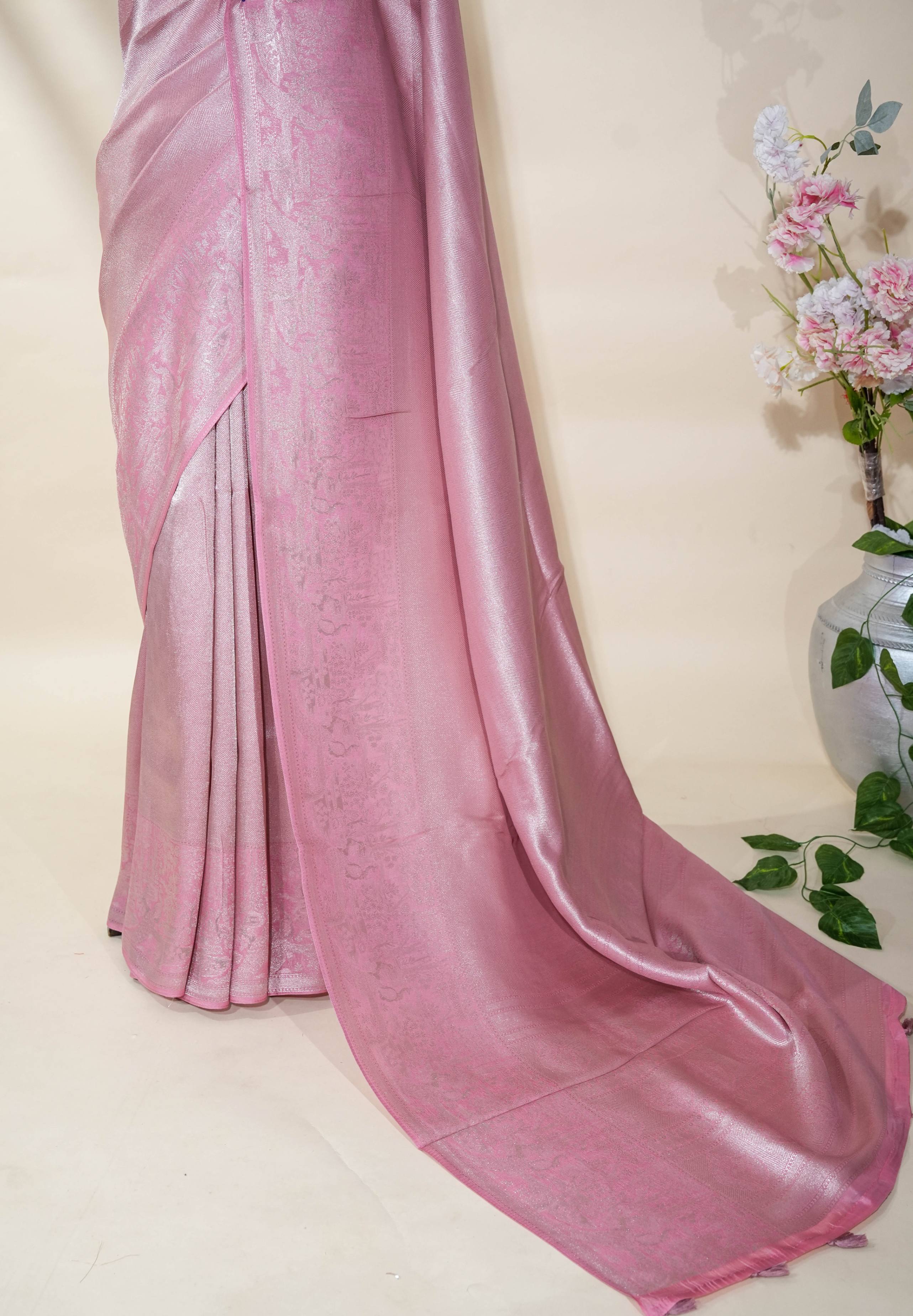 Pink Banarasi Tissue Saree