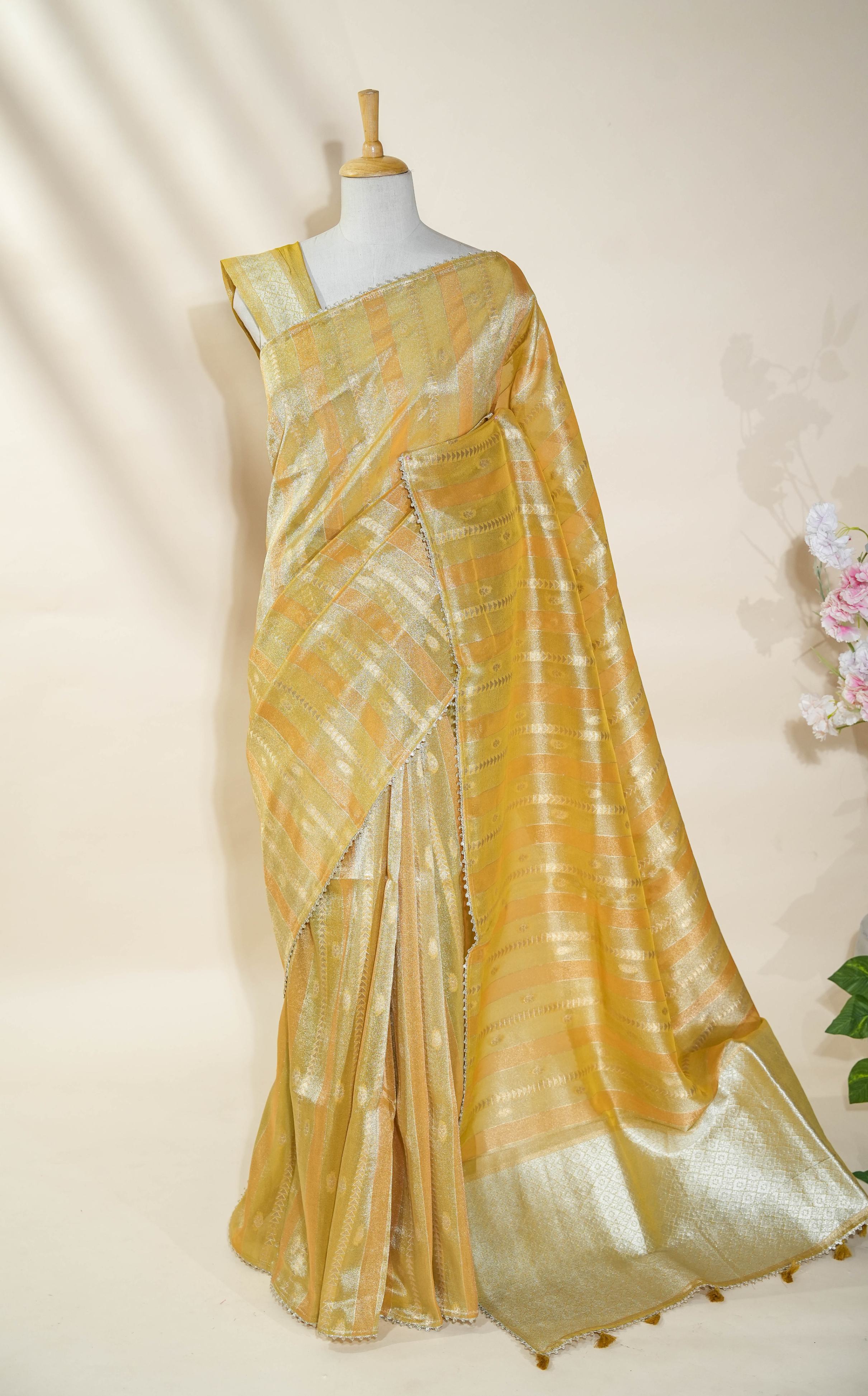 Multi Colour Banarasi Tissue Saree