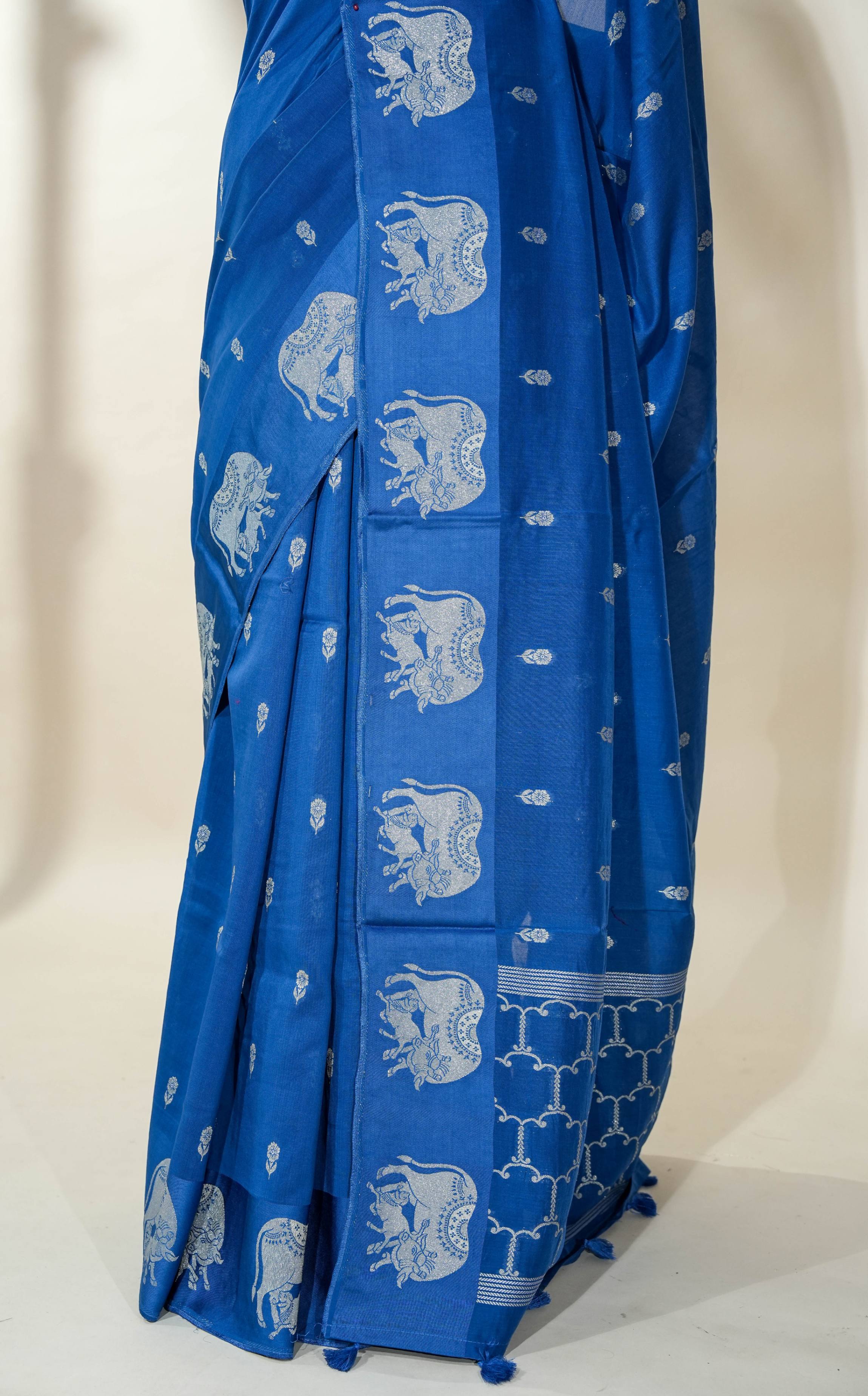 Navy Blue Banarasi Silk Saree