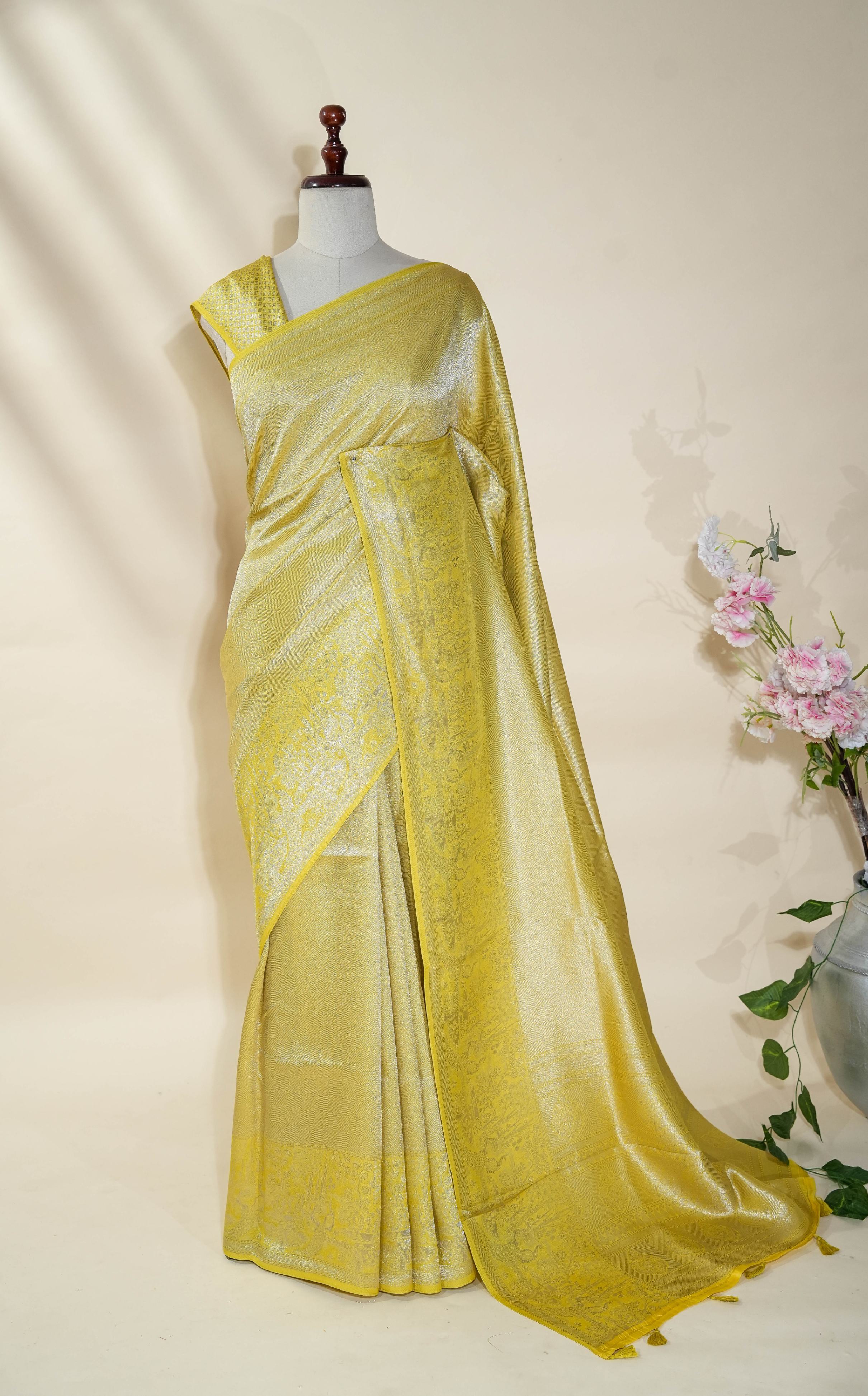 Green Banarasi Tissue Saree