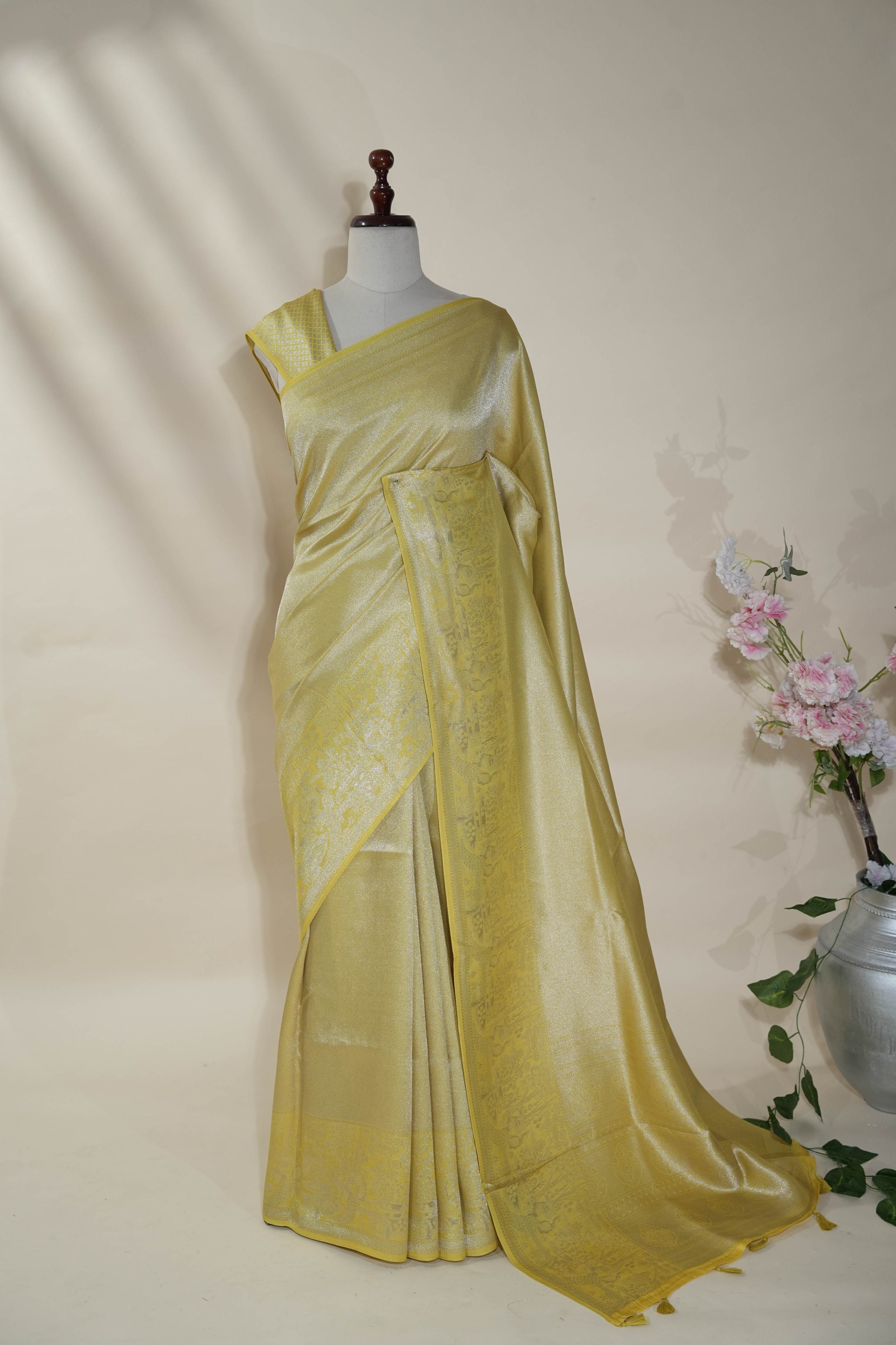 Green Banarasi Tissue Saree