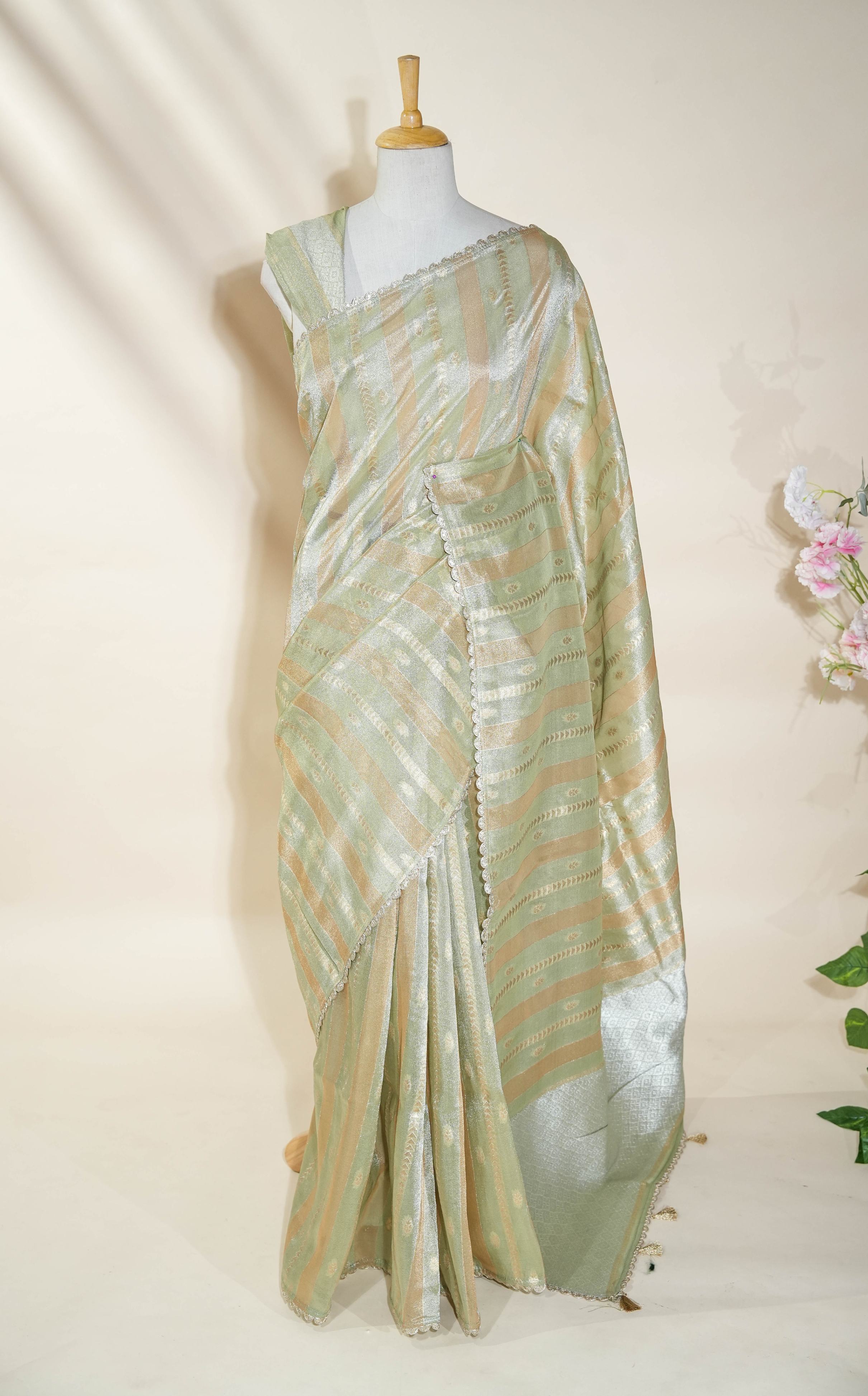 Multi Colour Banarasi Tissue Saree