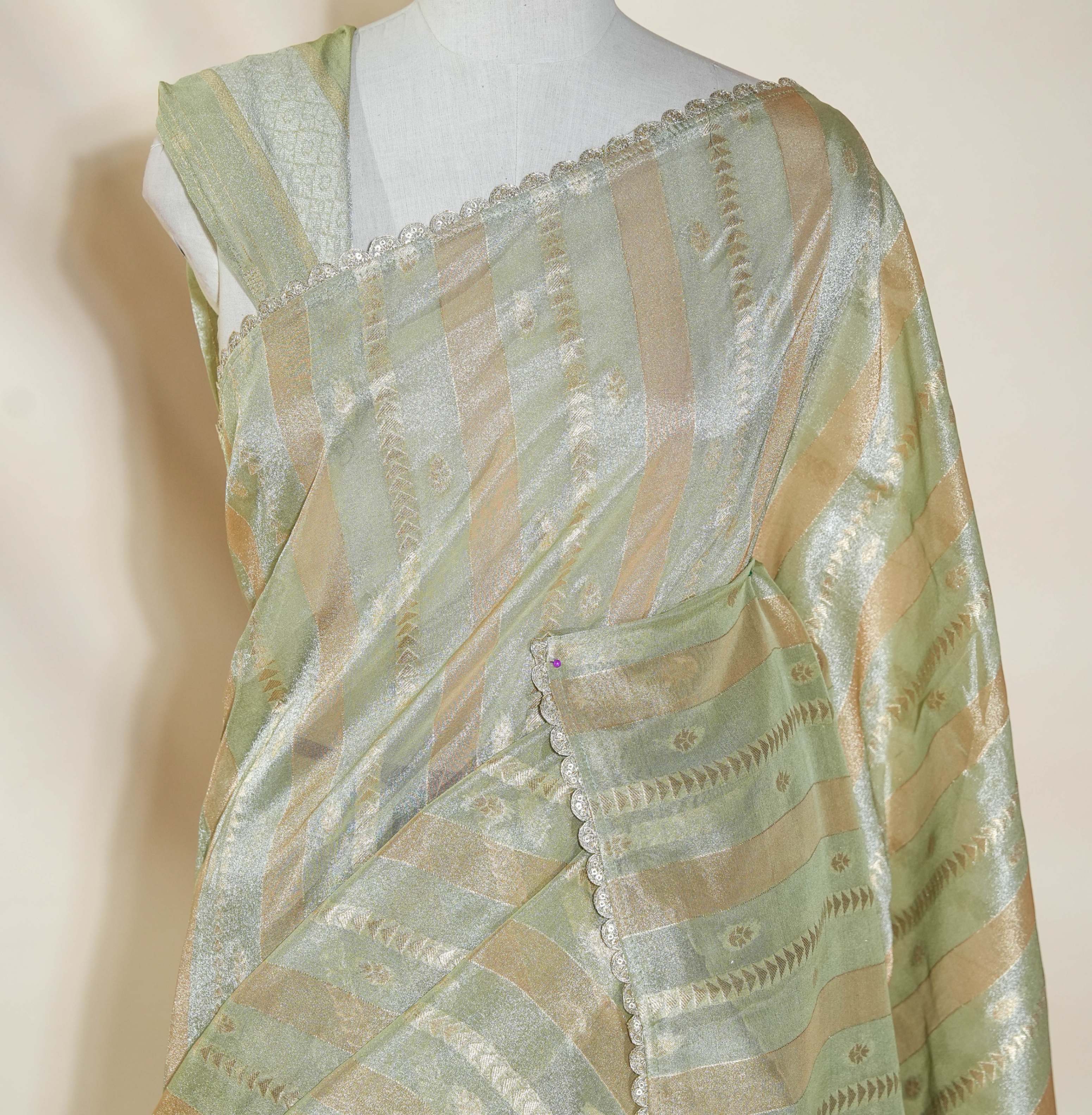 Multi Colour Banarasi Tissue Saree