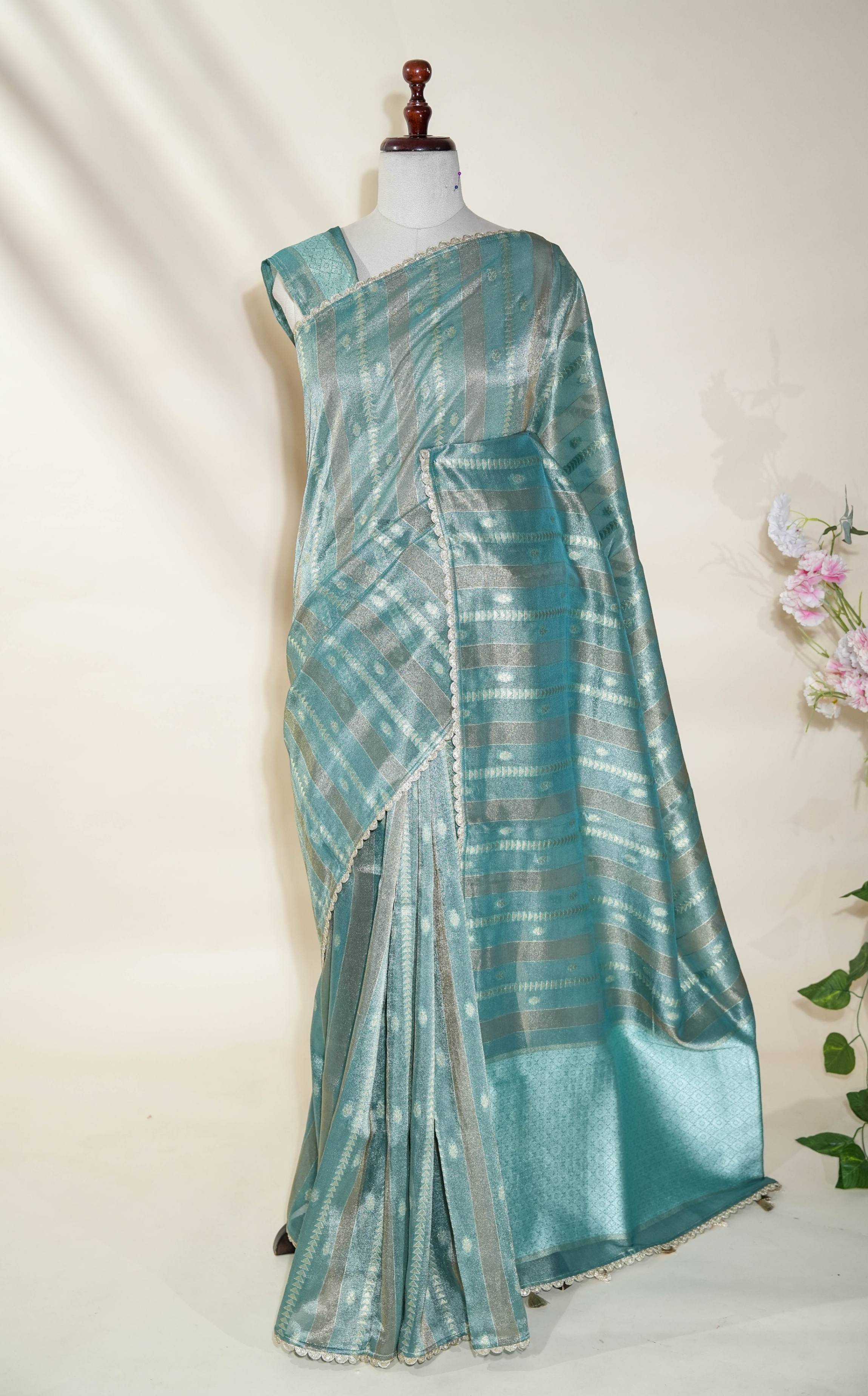 Multi Colour Banarasi Tissue Saree