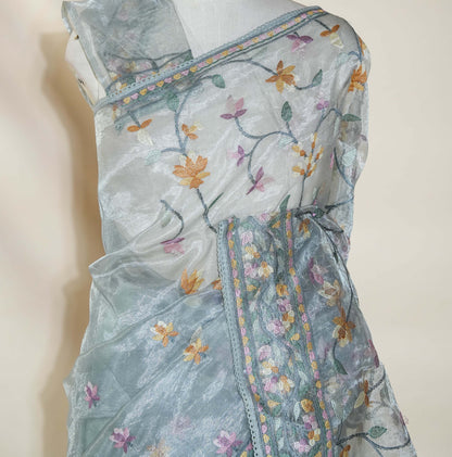 Ferozi Embroidery Organza Saree