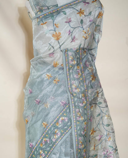 Ferozi Embroidery Organza Saree