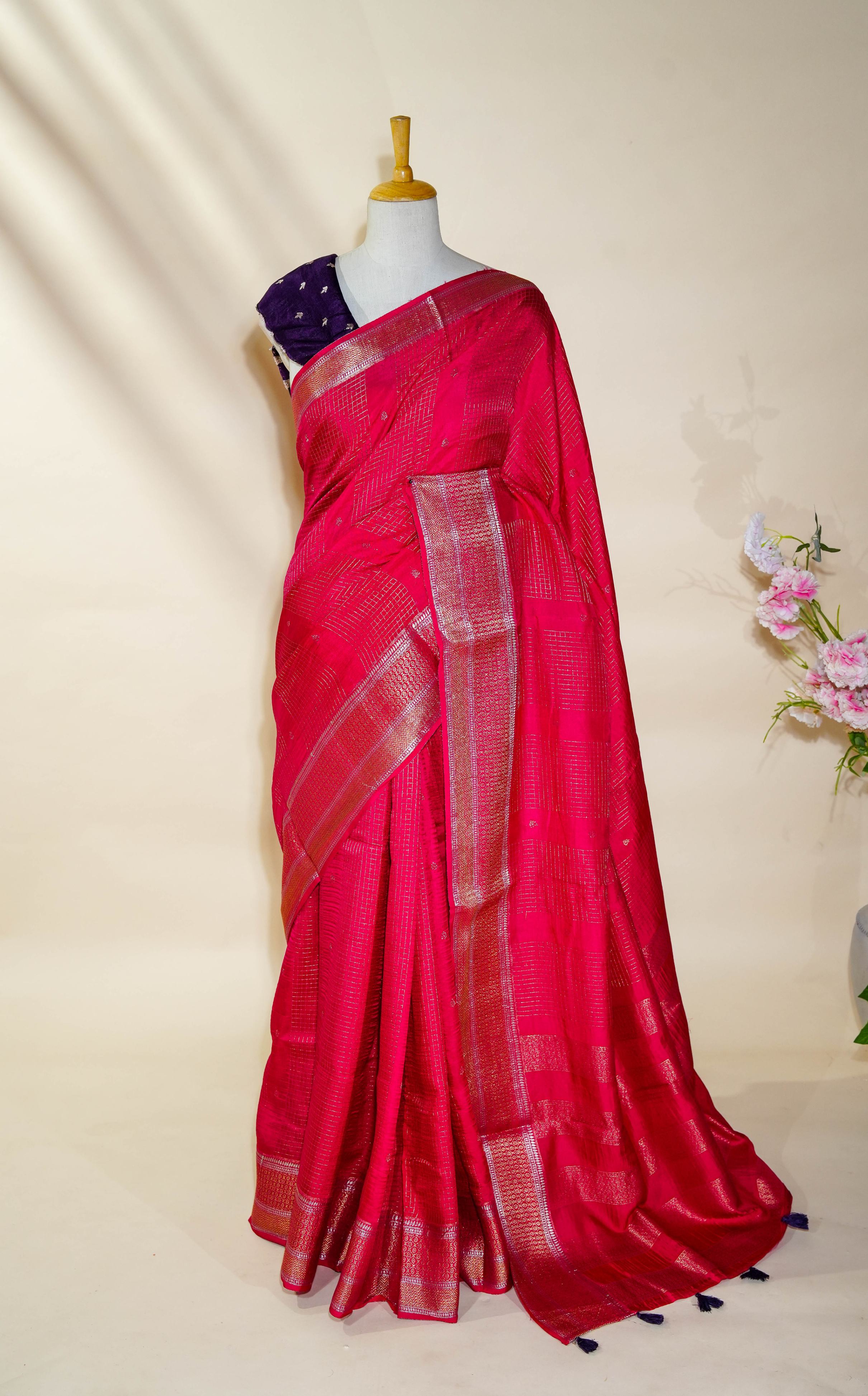 Pink Banarasi Silk Saree