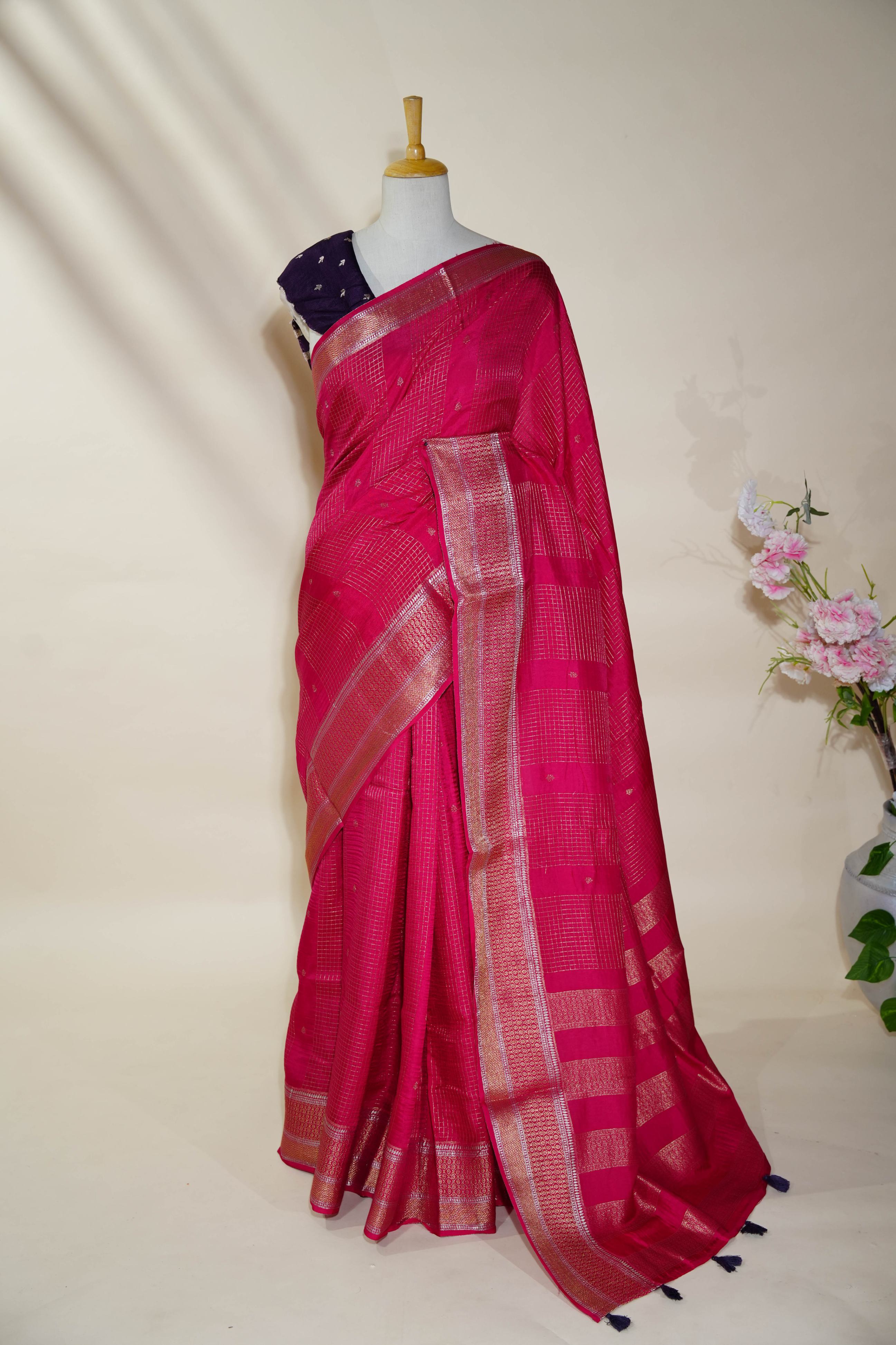 Pink Banarasi Silk Saree