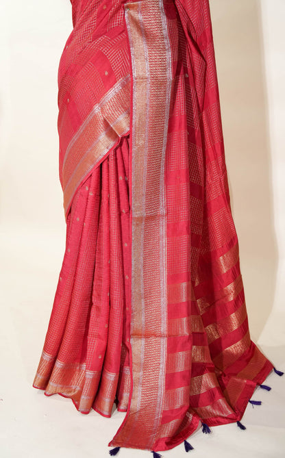 Peach Banarasi Silk Saree