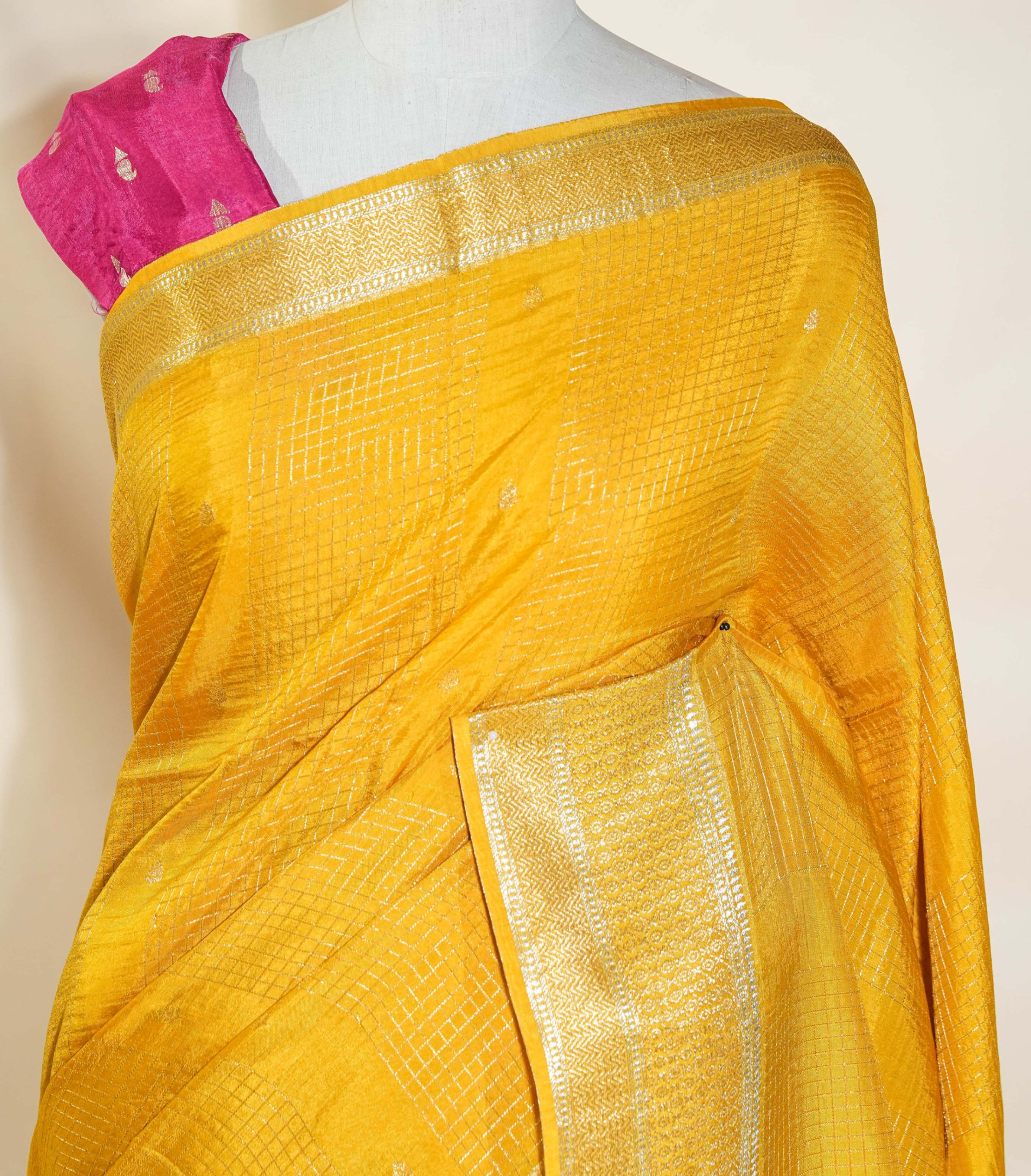 Yellow Banarasi Silk Saree