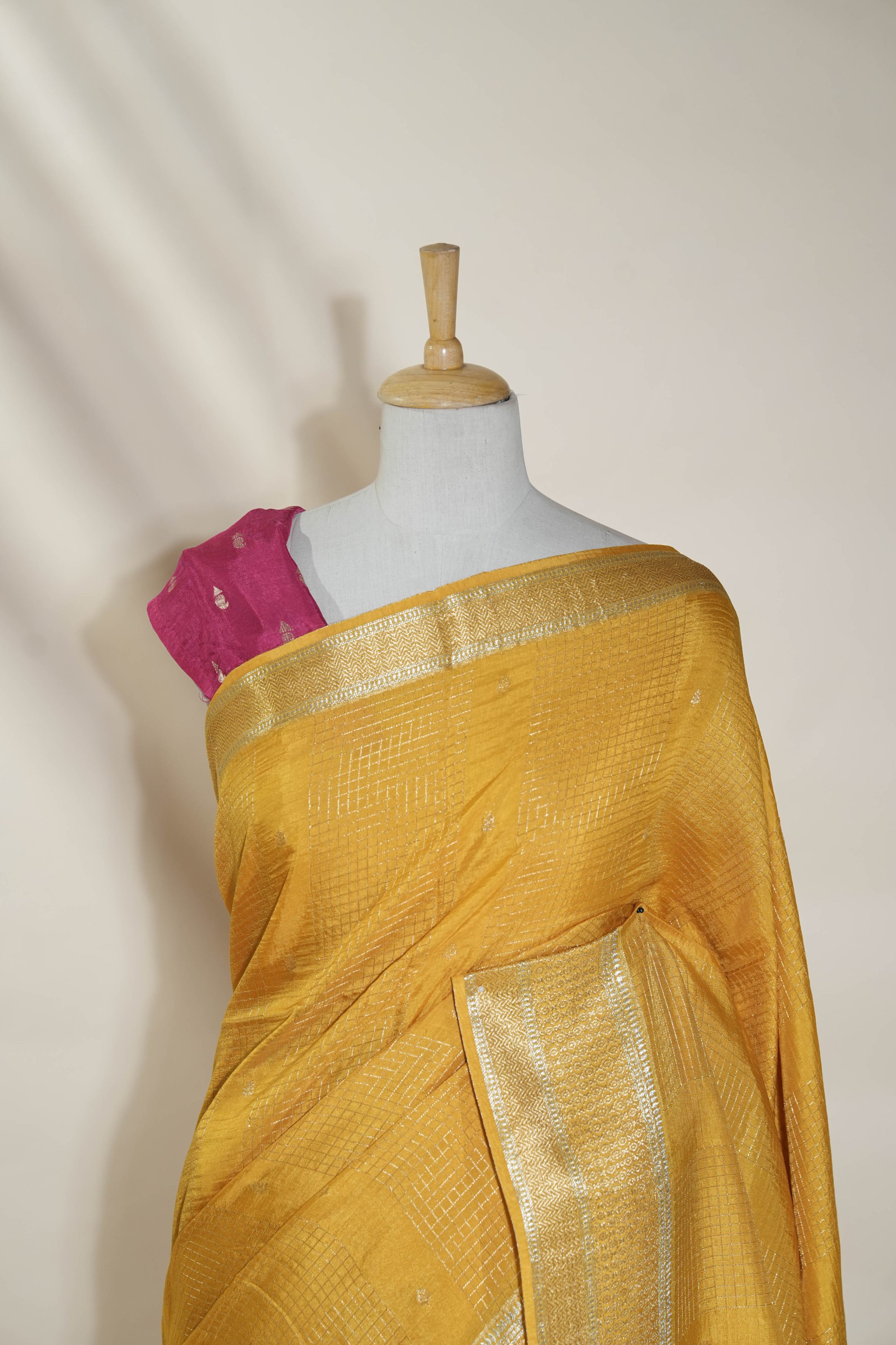 Yellow Banarasi Silk Saree