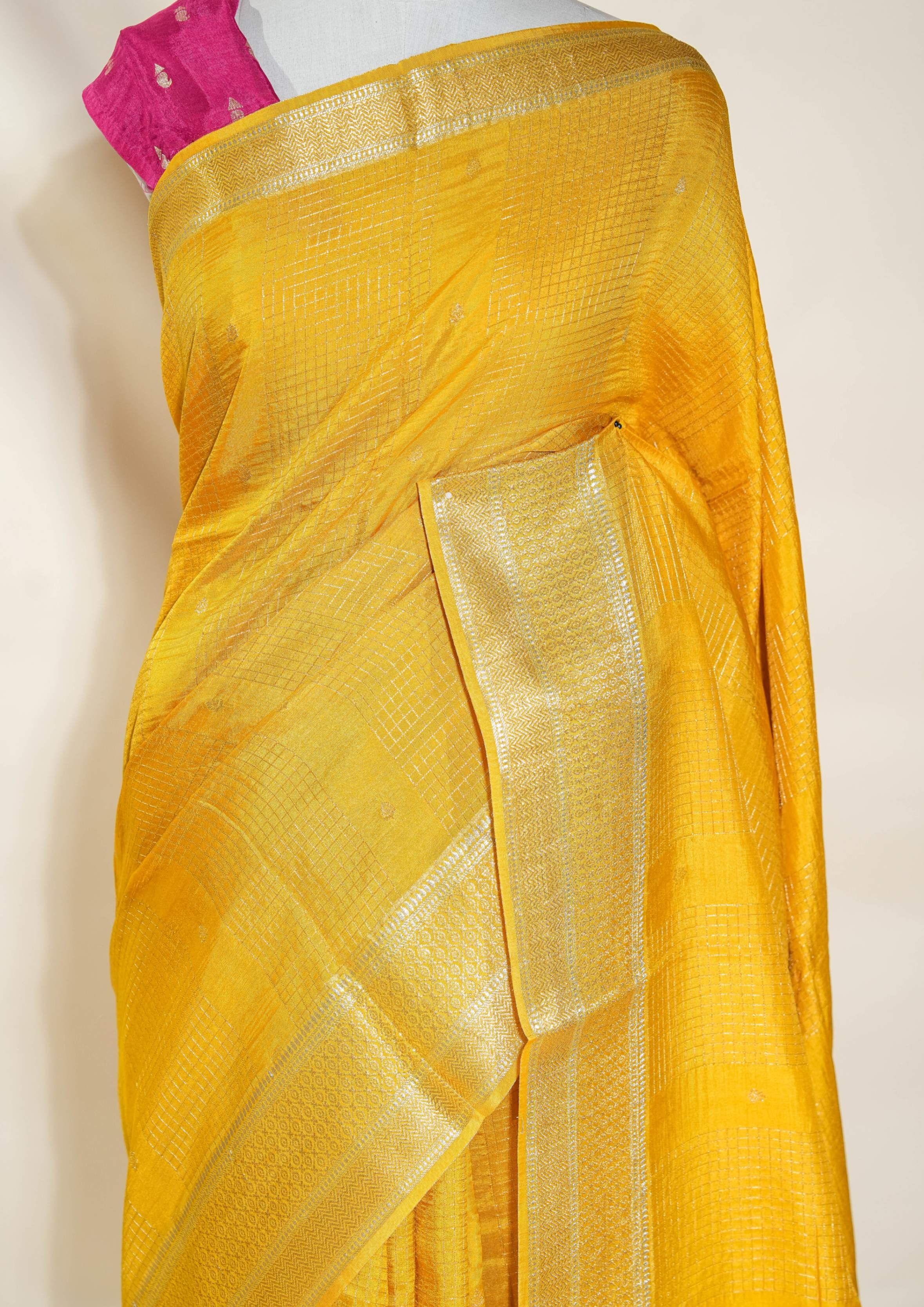 Yellow Banarasi Silk Saree