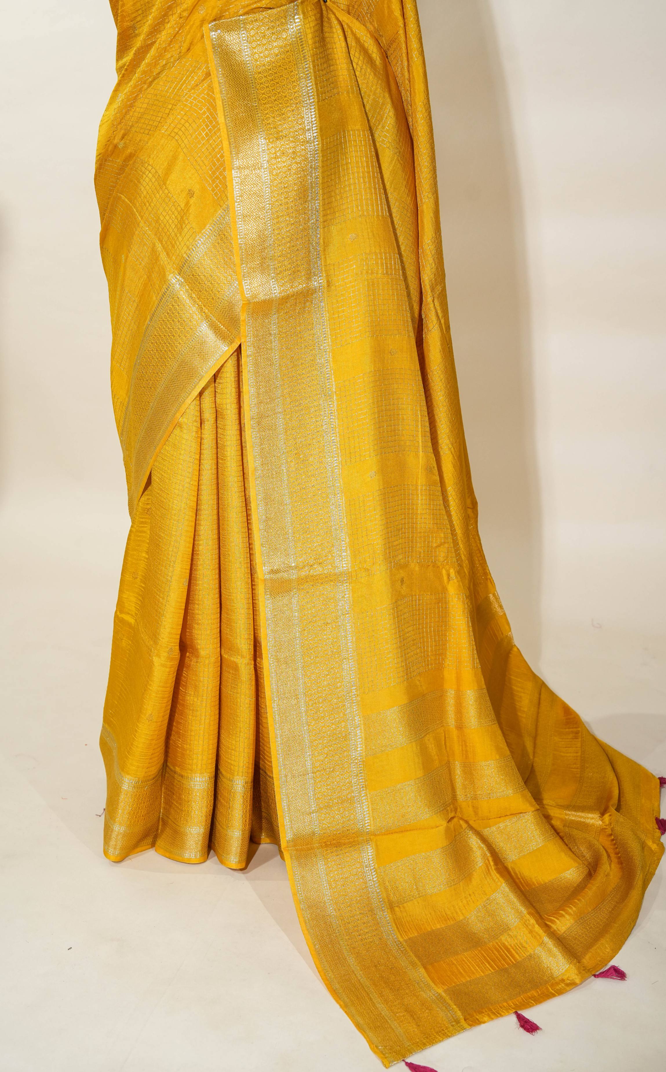 Yellow Banarasi Silk Saree