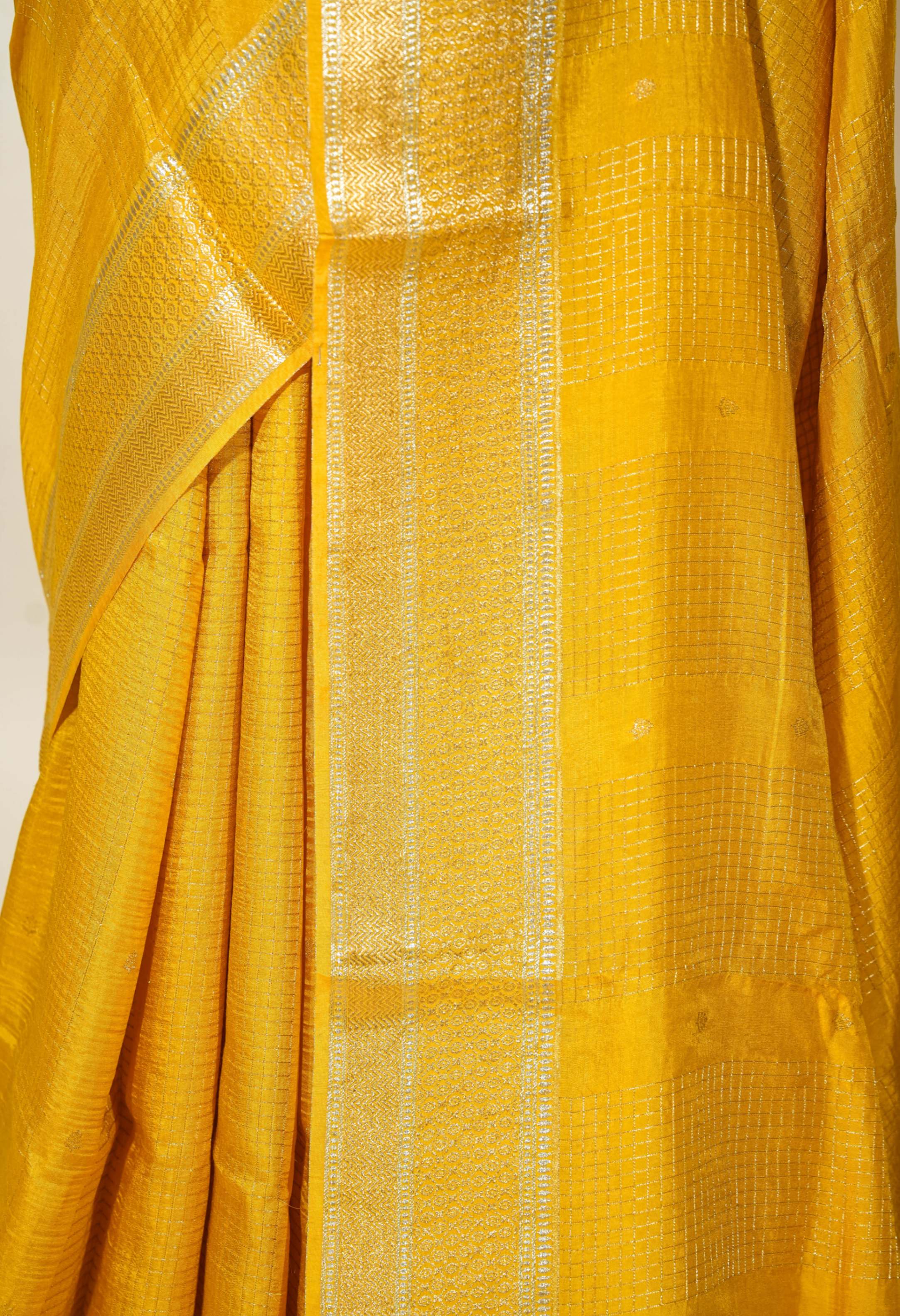 Yellow Banarasi Silk Saree