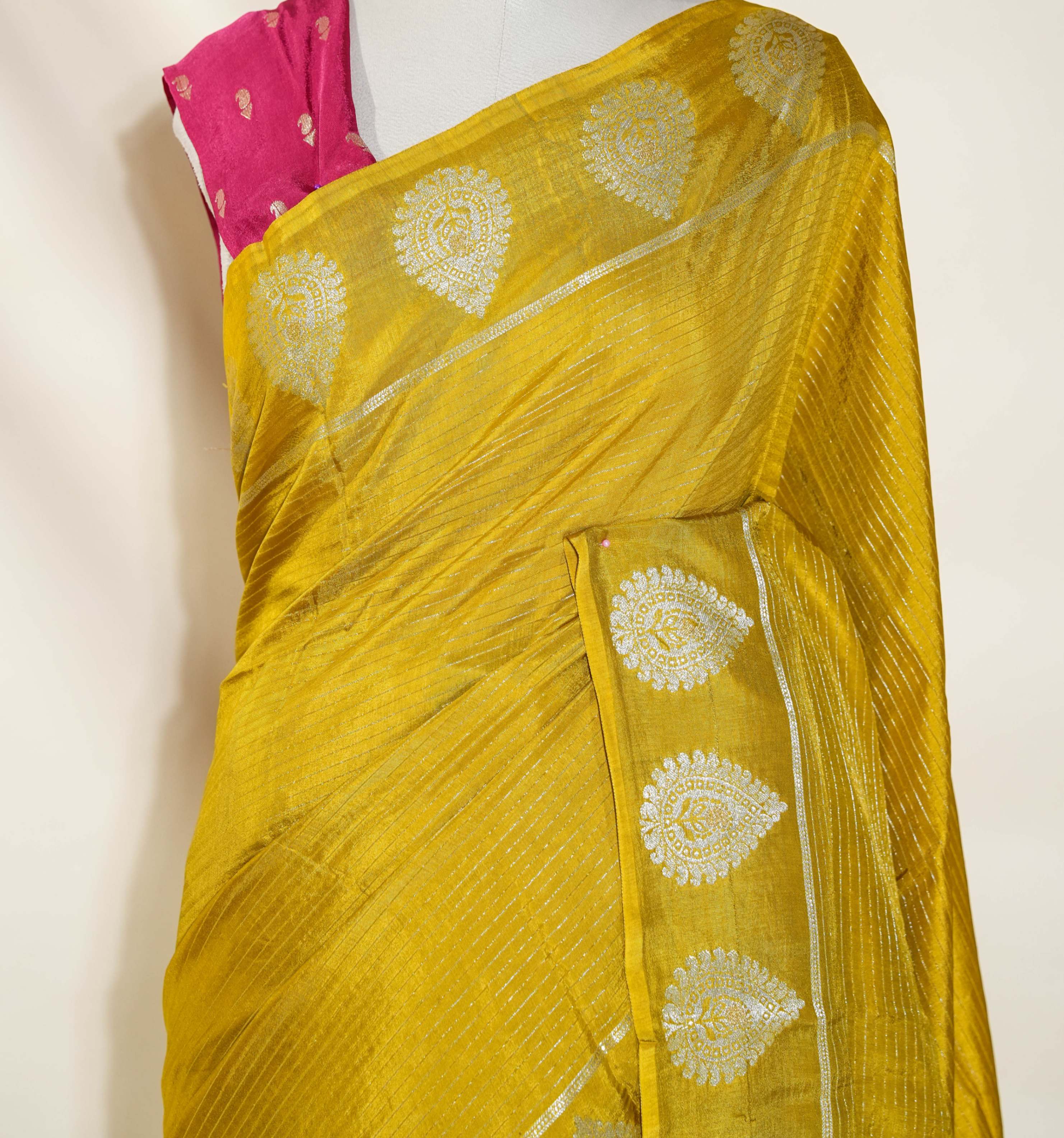 Yellow Banarasi Silk Saree