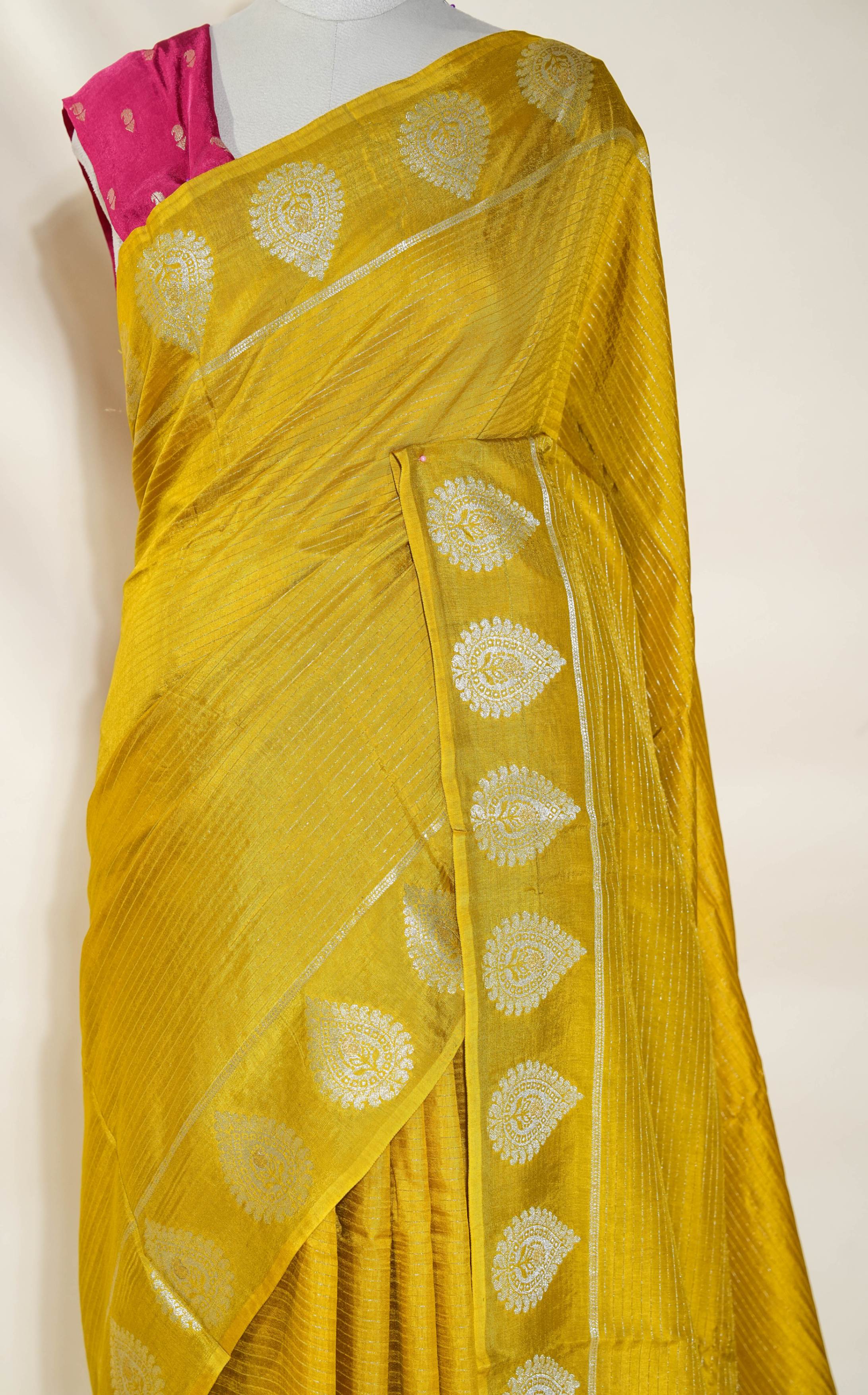 Yellow Banarasi Silk Saree