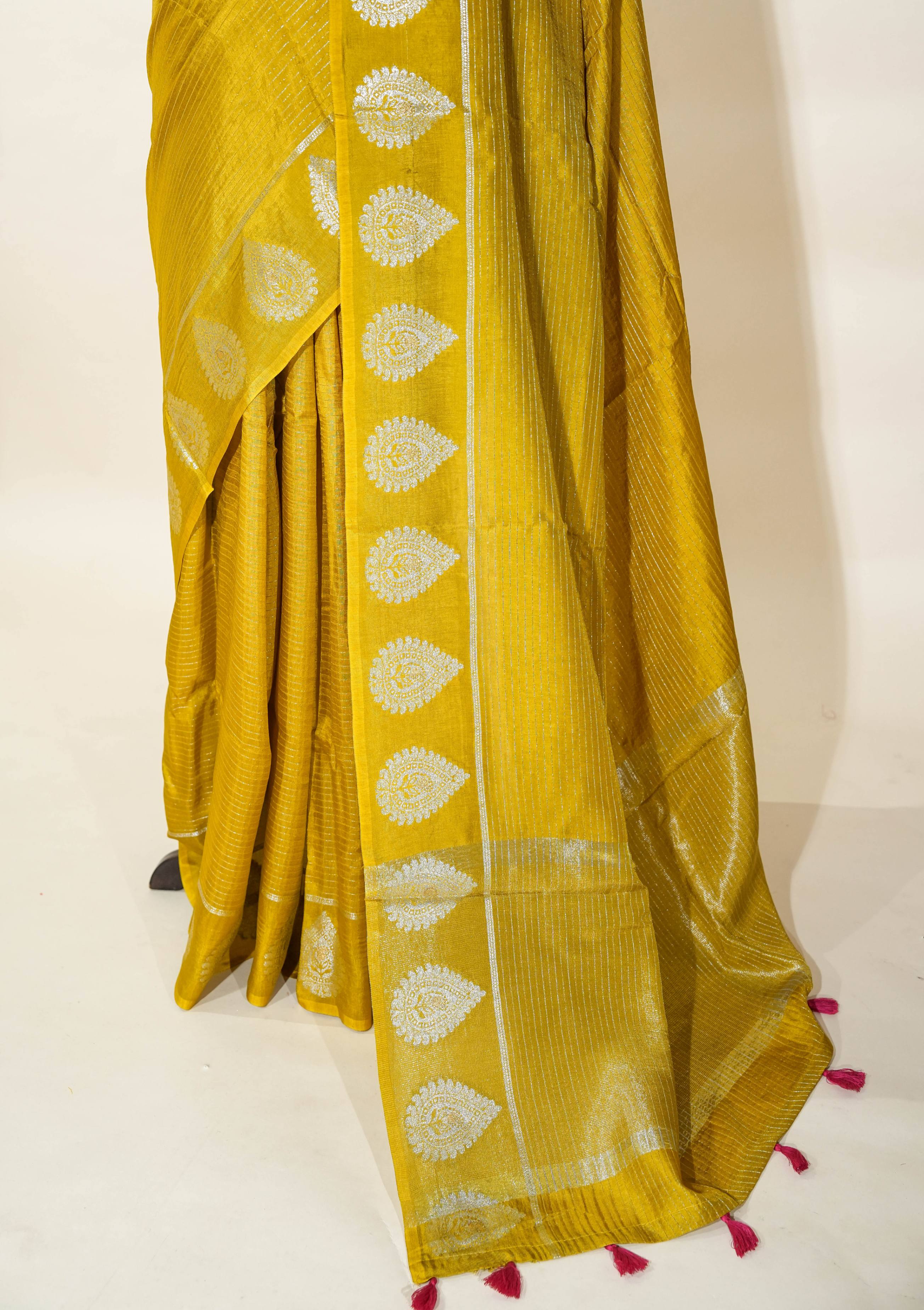 Yellow Banarasi Silk Saree