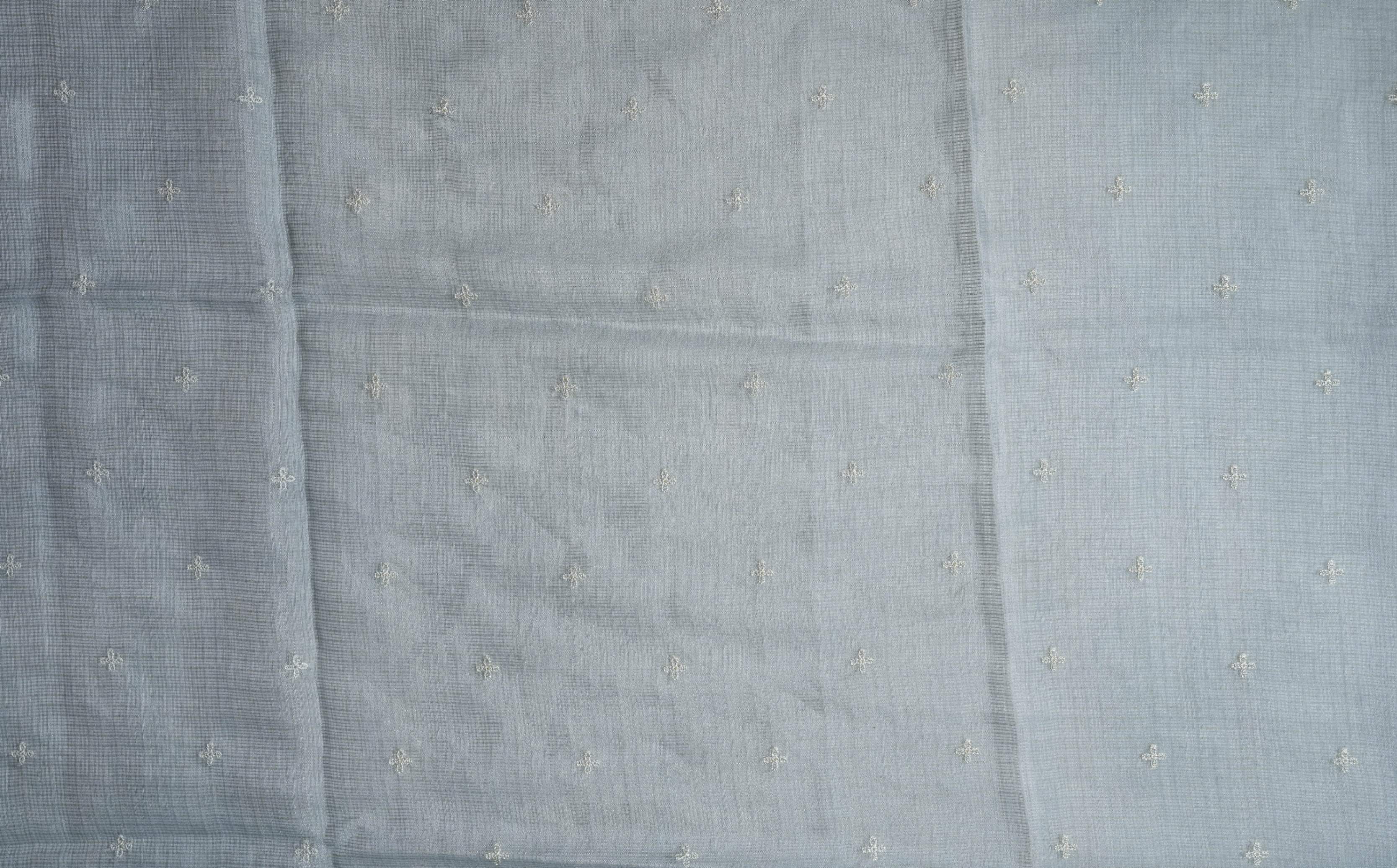 Off White Printed Embroidery Silk Kota Saree