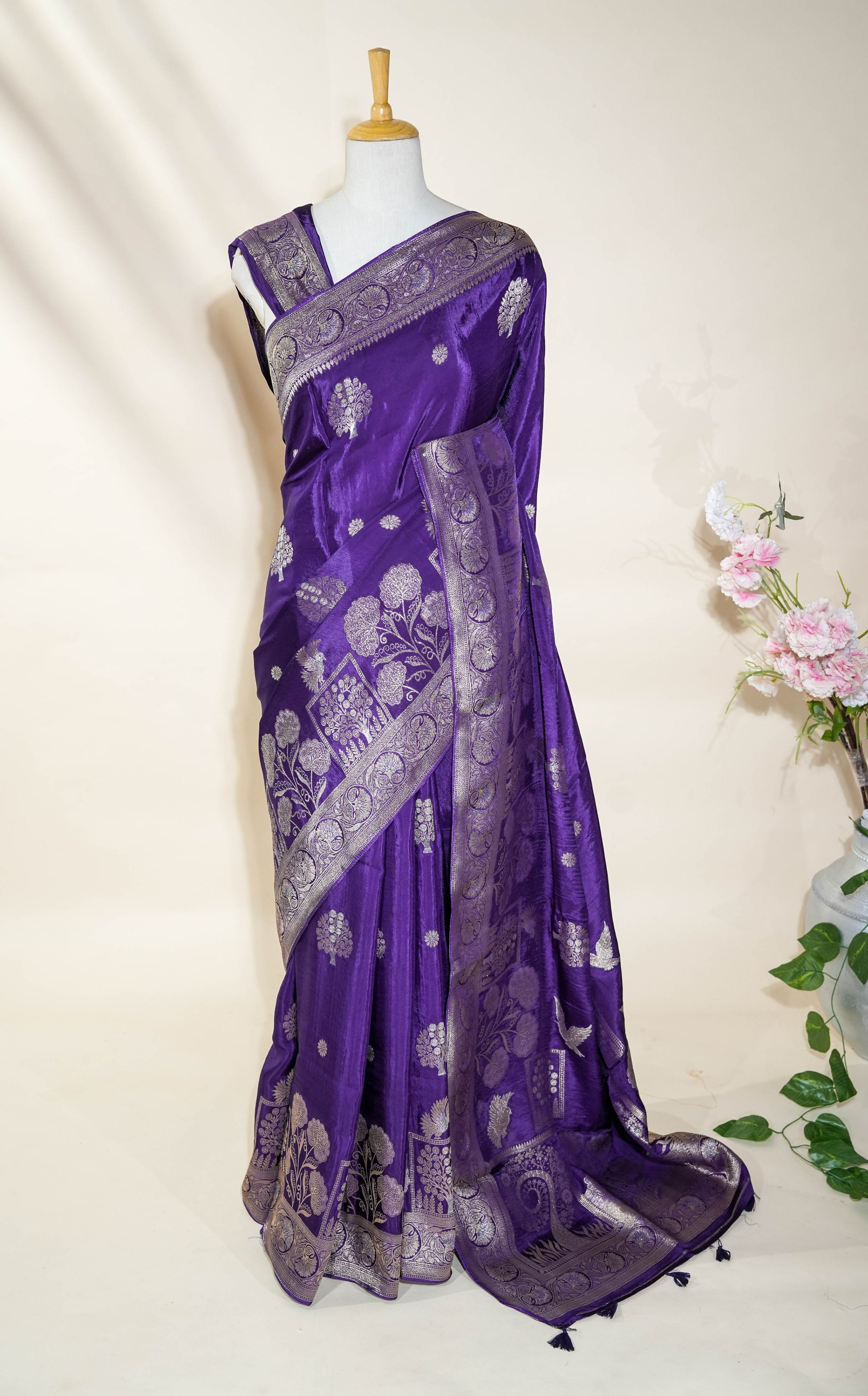 Purple Banarasi Silk Saree