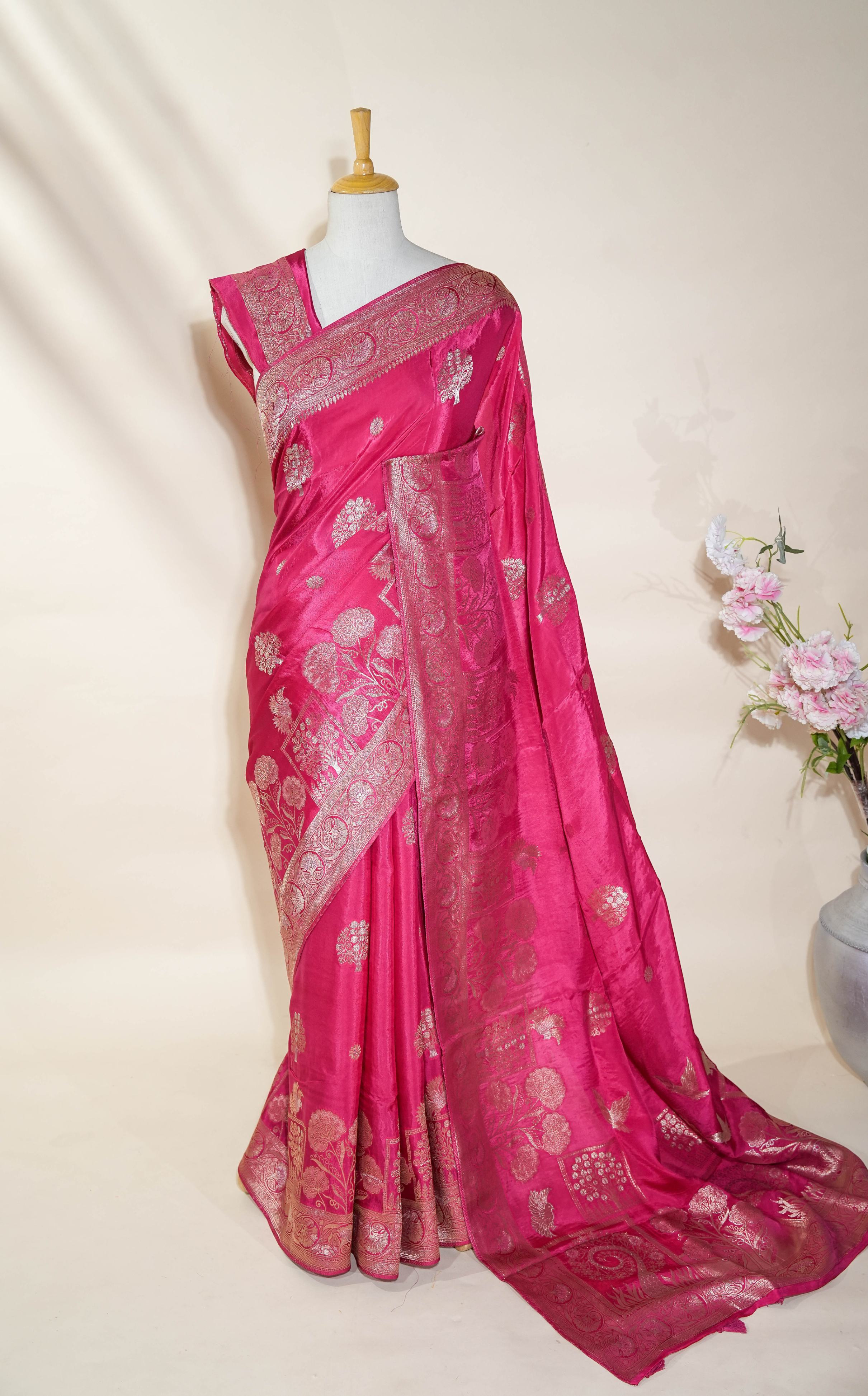 Pink Banarasi Silk Saree