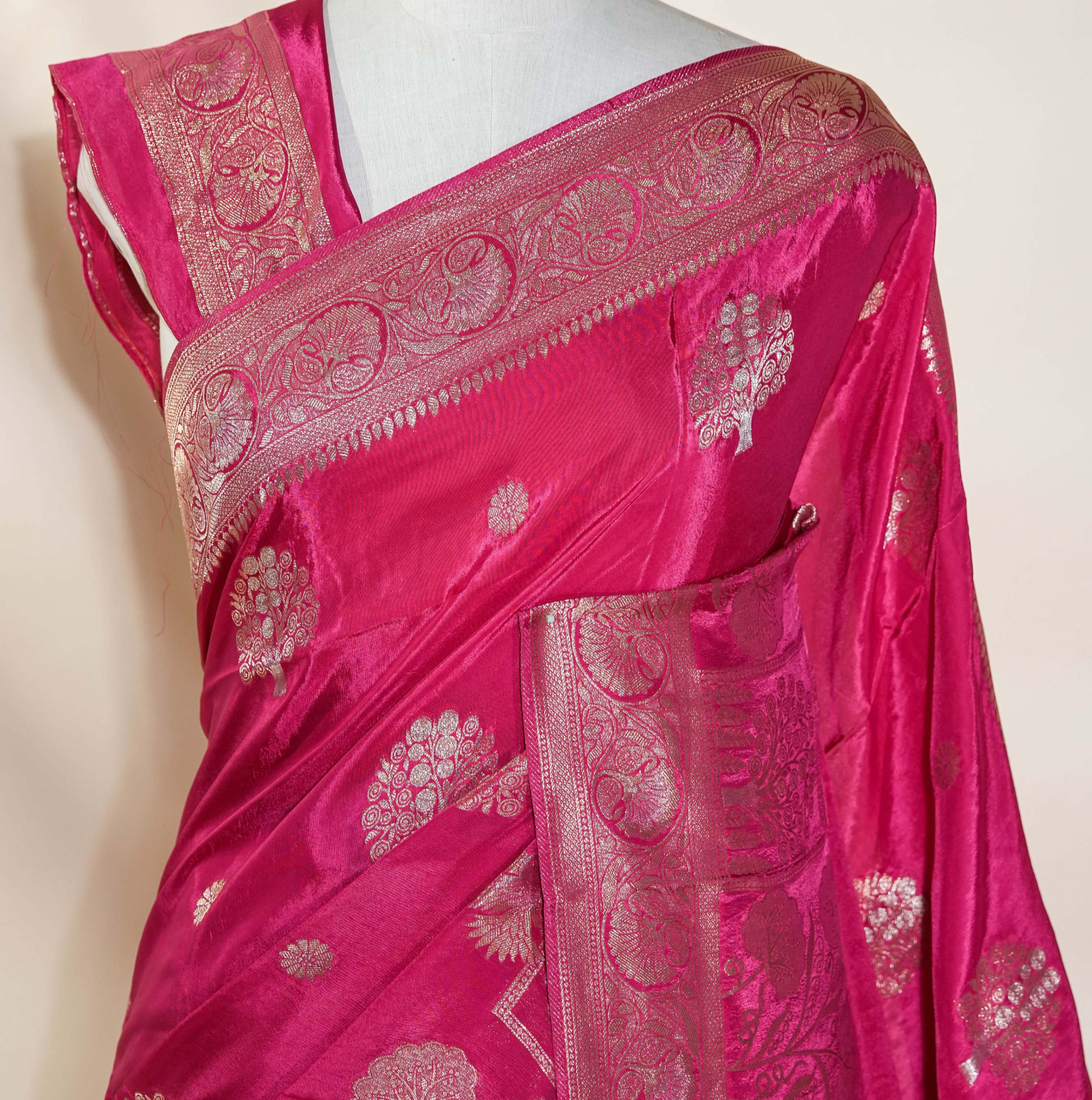 Pink Banarasi Silk Saree