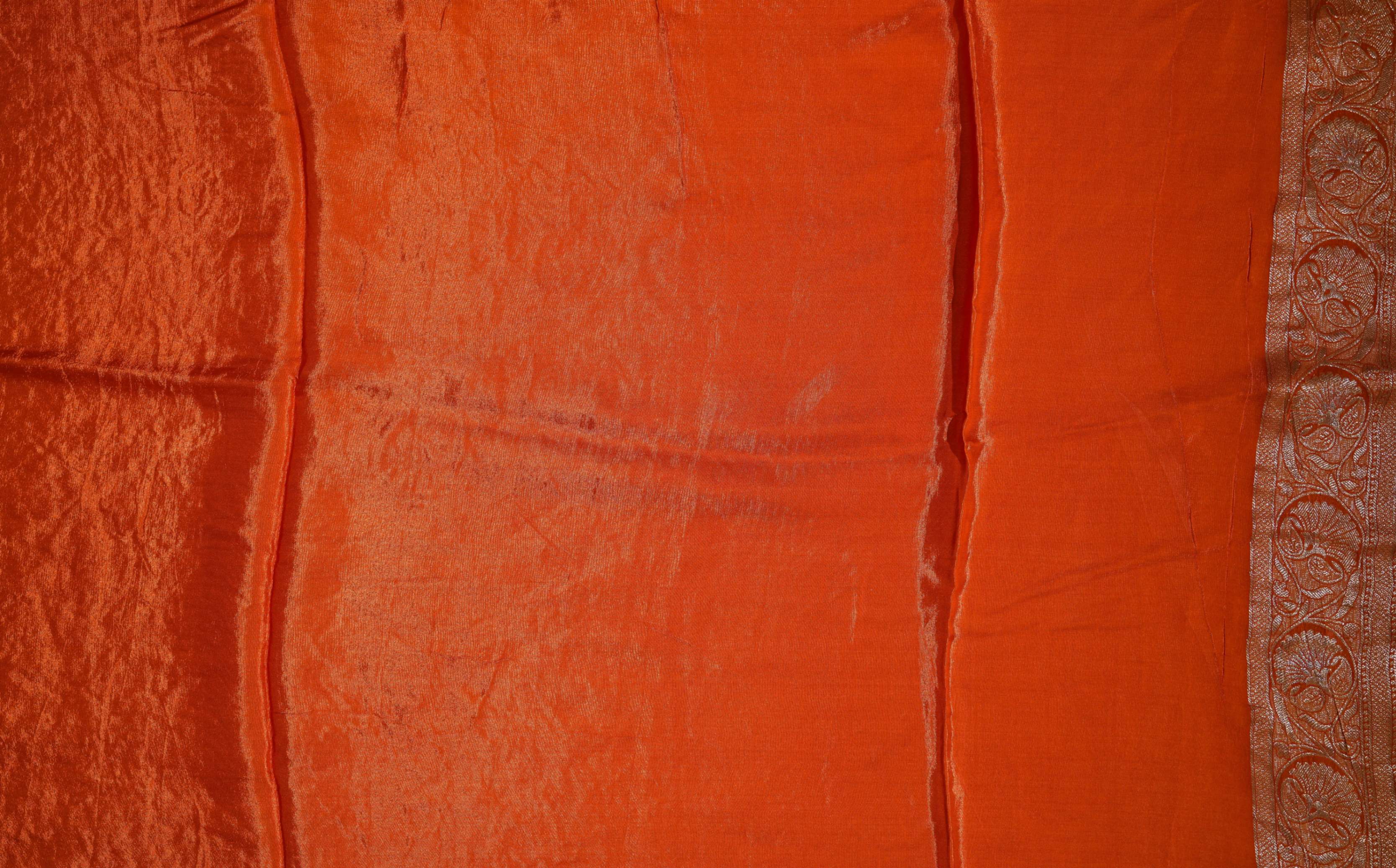 Orange Banarasi Silk Saree