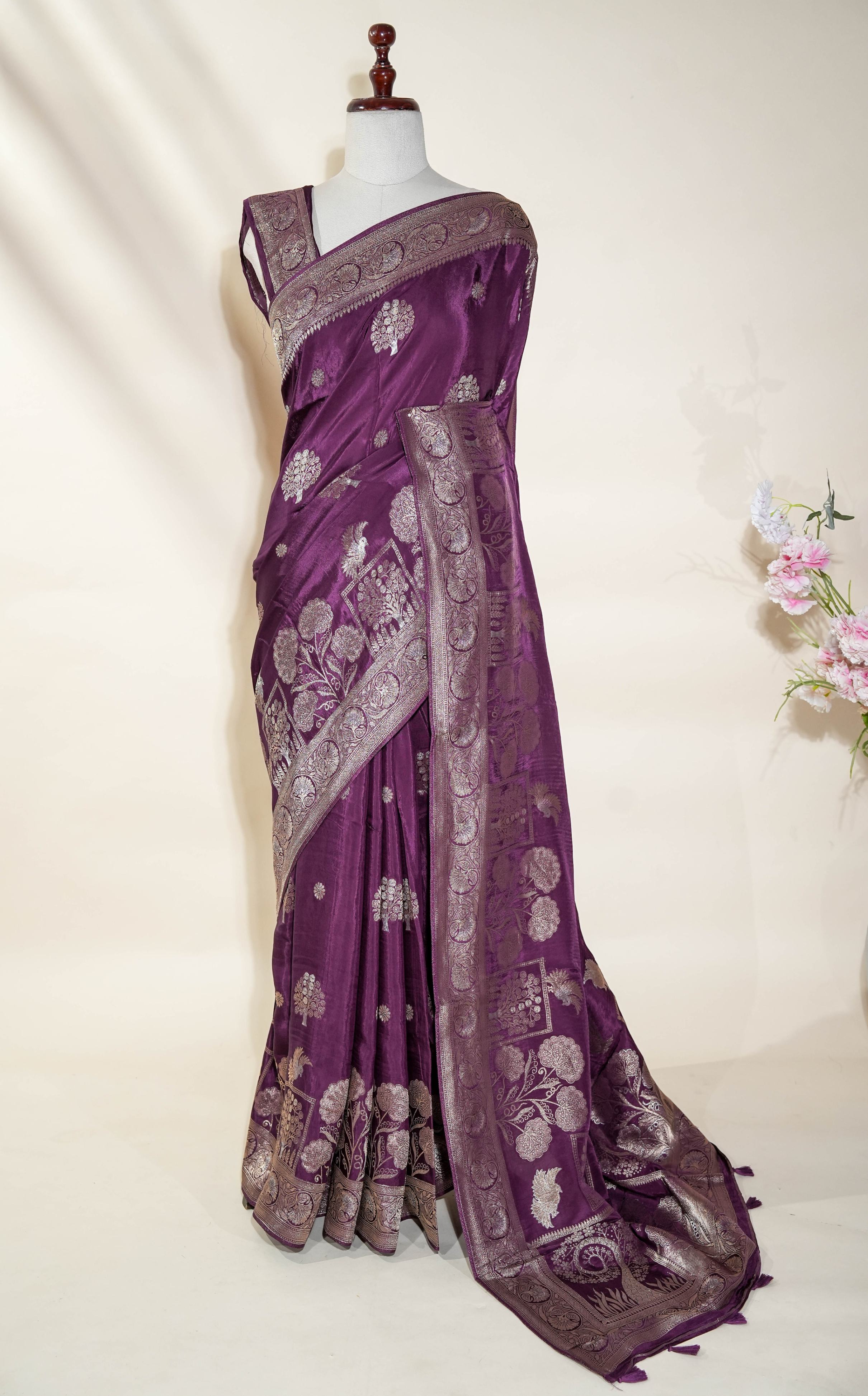 Purple Banarasi Silk Saree