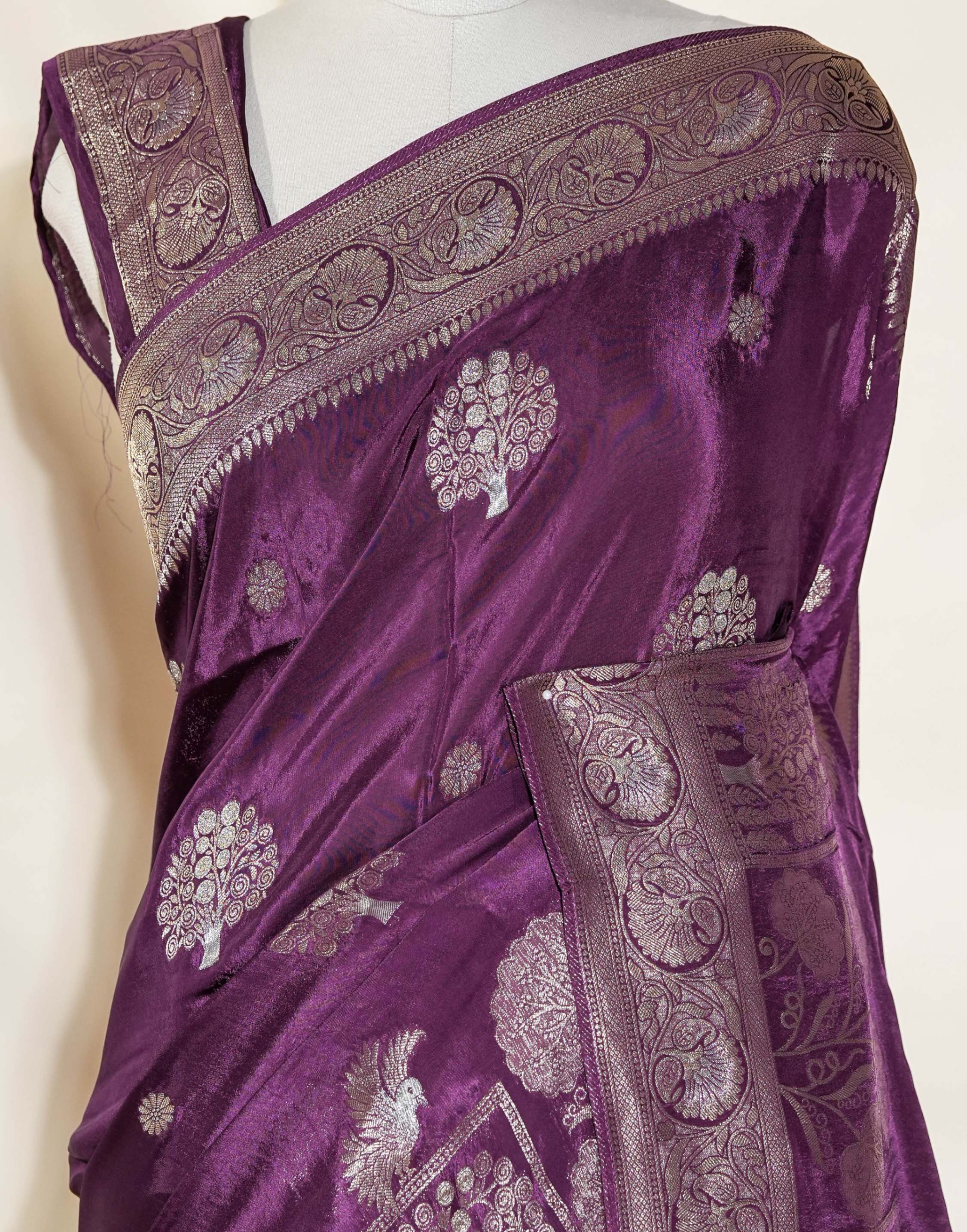 Purple Banarasi Silk Saree