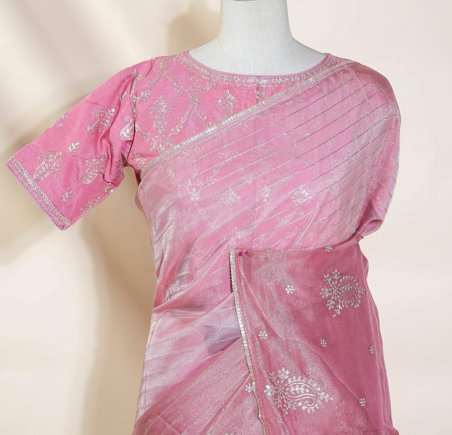 Multicolor Embroidery Tissue Saree