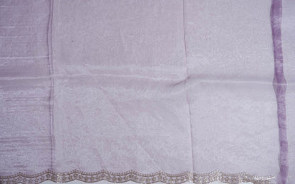 Purple Embroidery Tissue Saree