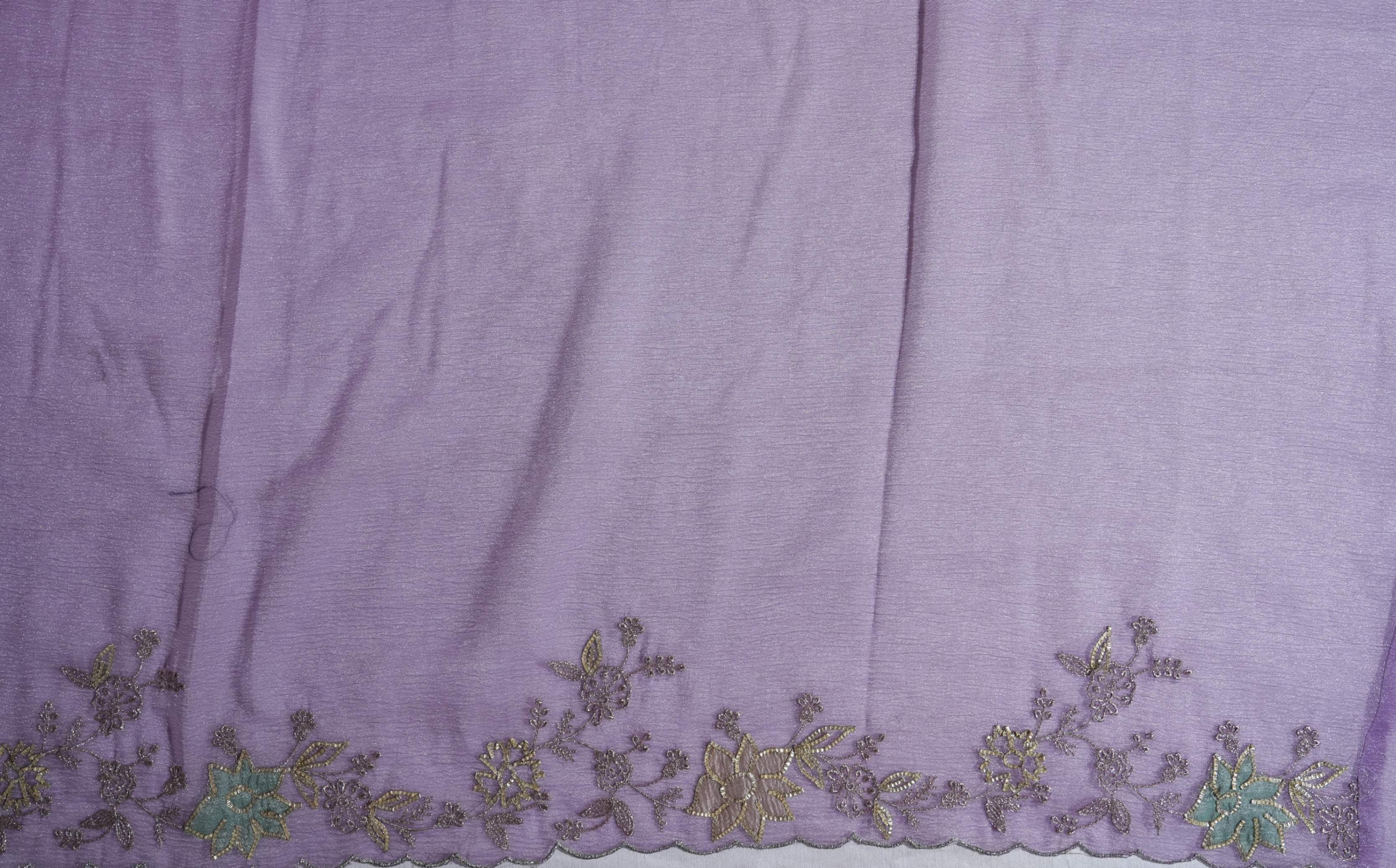 Purple Embroidery Organza Saree