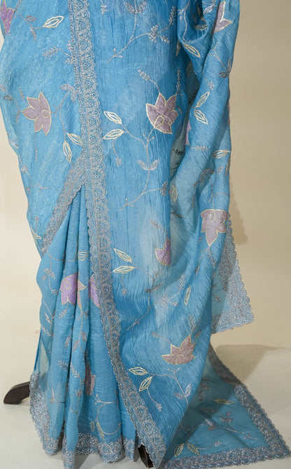 Ferozi Embroidery Organza Saree