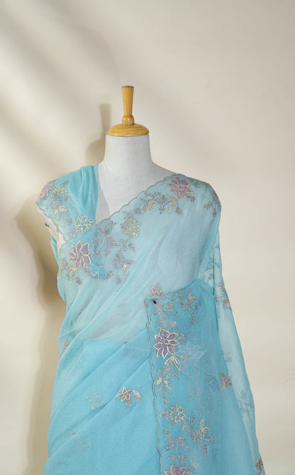 Ferozi Embroidery Organza Saree