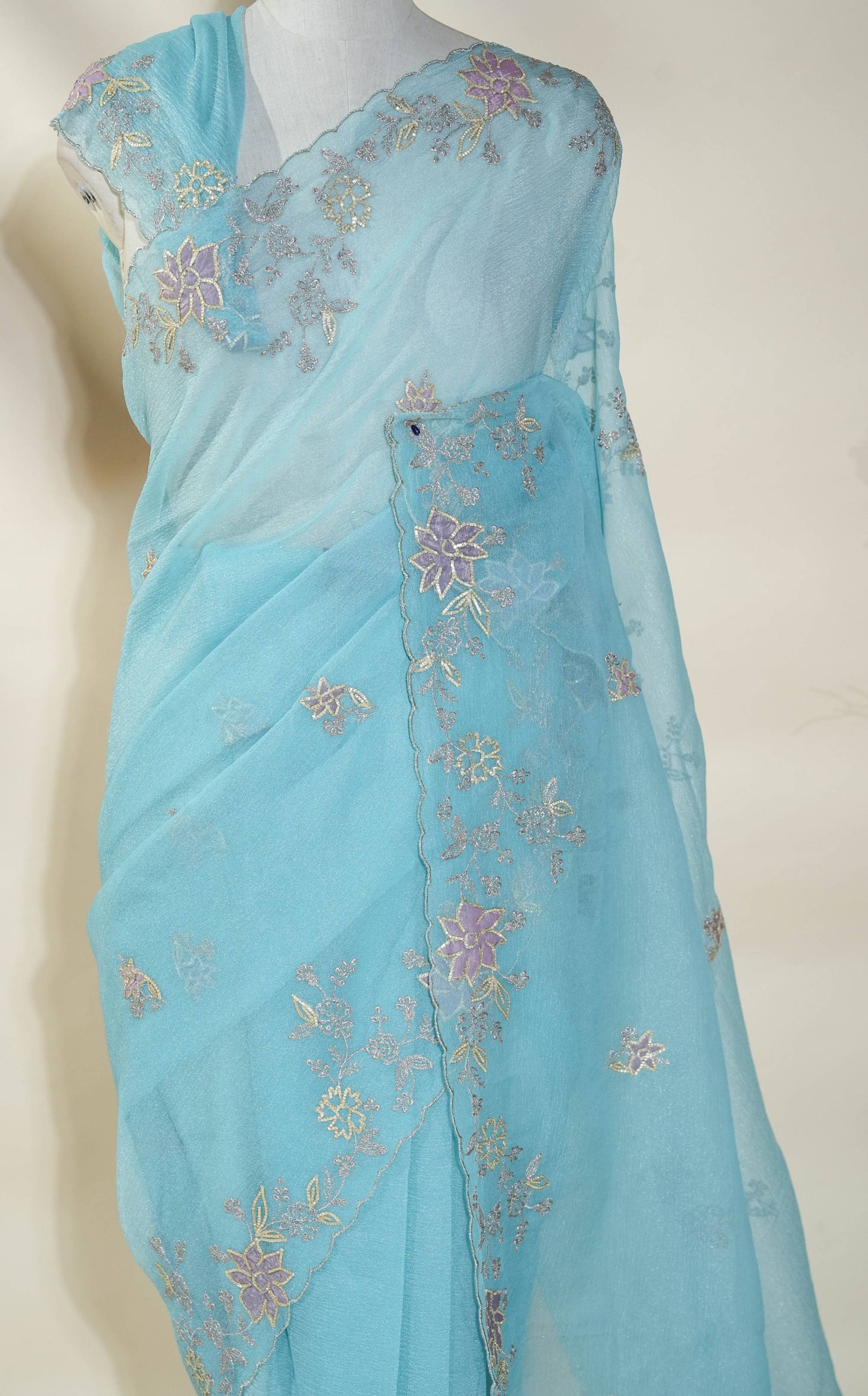 Ferozi Embroidery Organza Saree