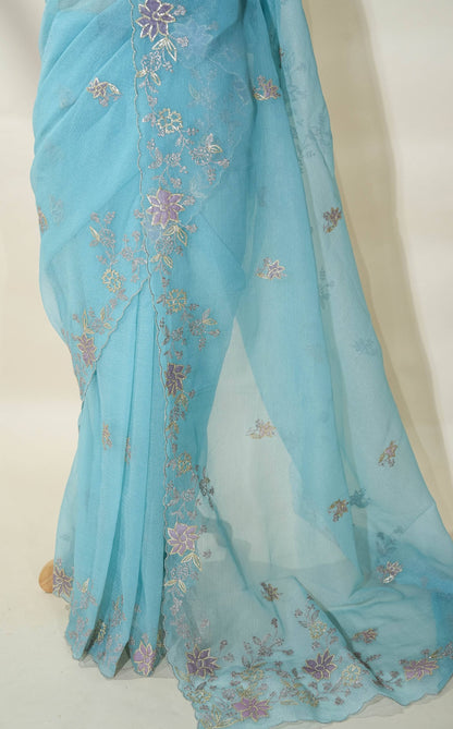 Ferozi Embroidery Organza Saree