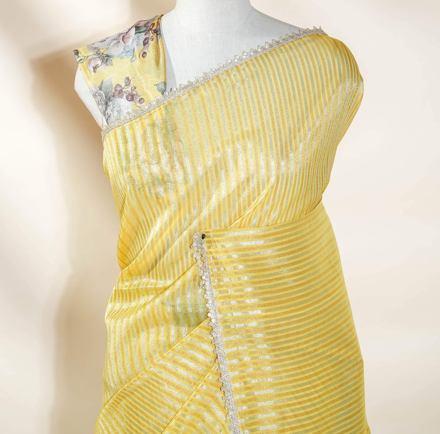 Yellow Banarasi Organza Saree