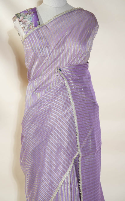 Purple Banarasi Organza Saree