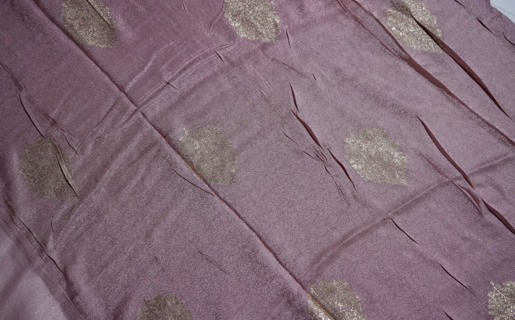 Pink Printed Embroidery Tissue Saree