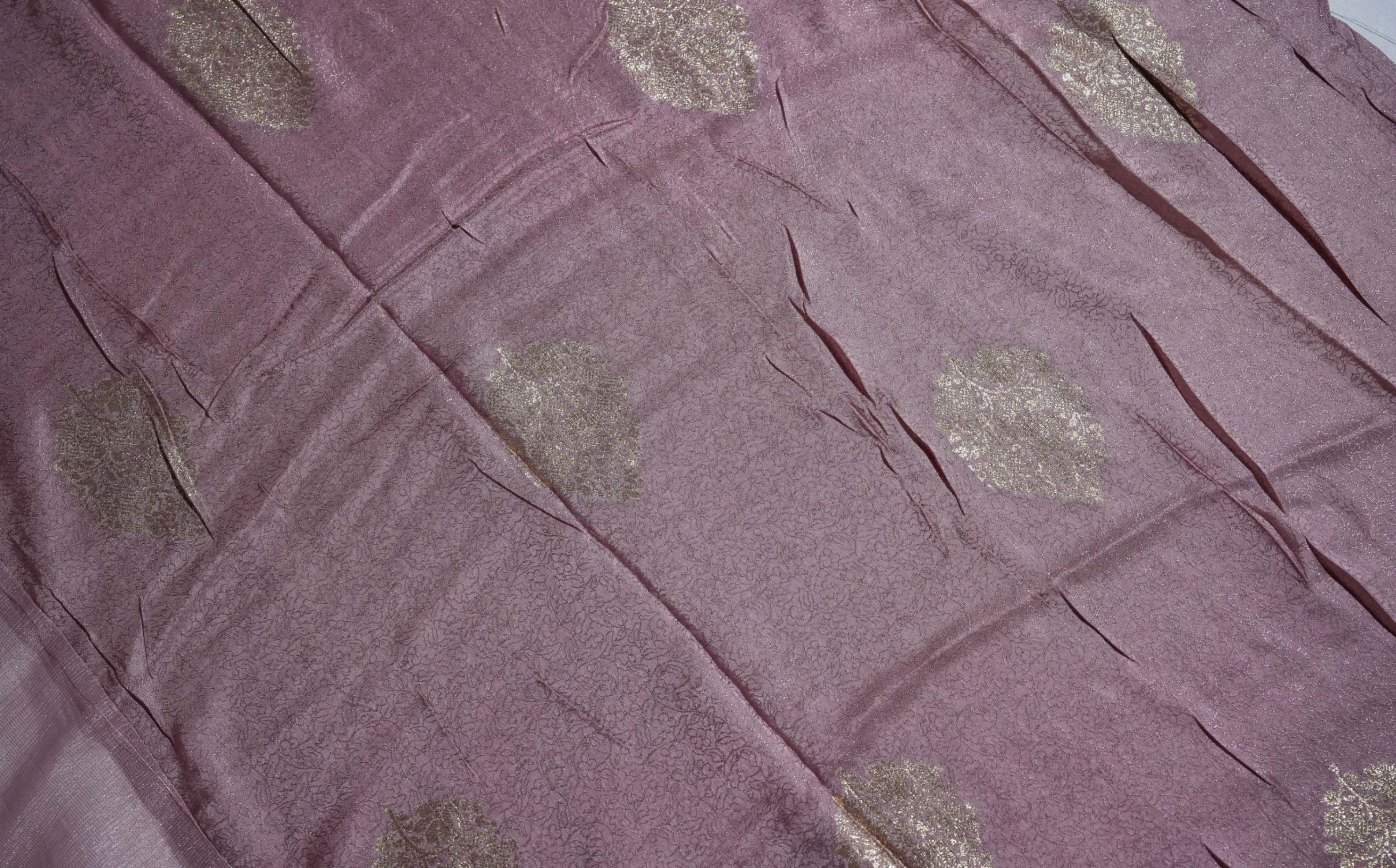Pink Printed Embroidery Tissue Saree