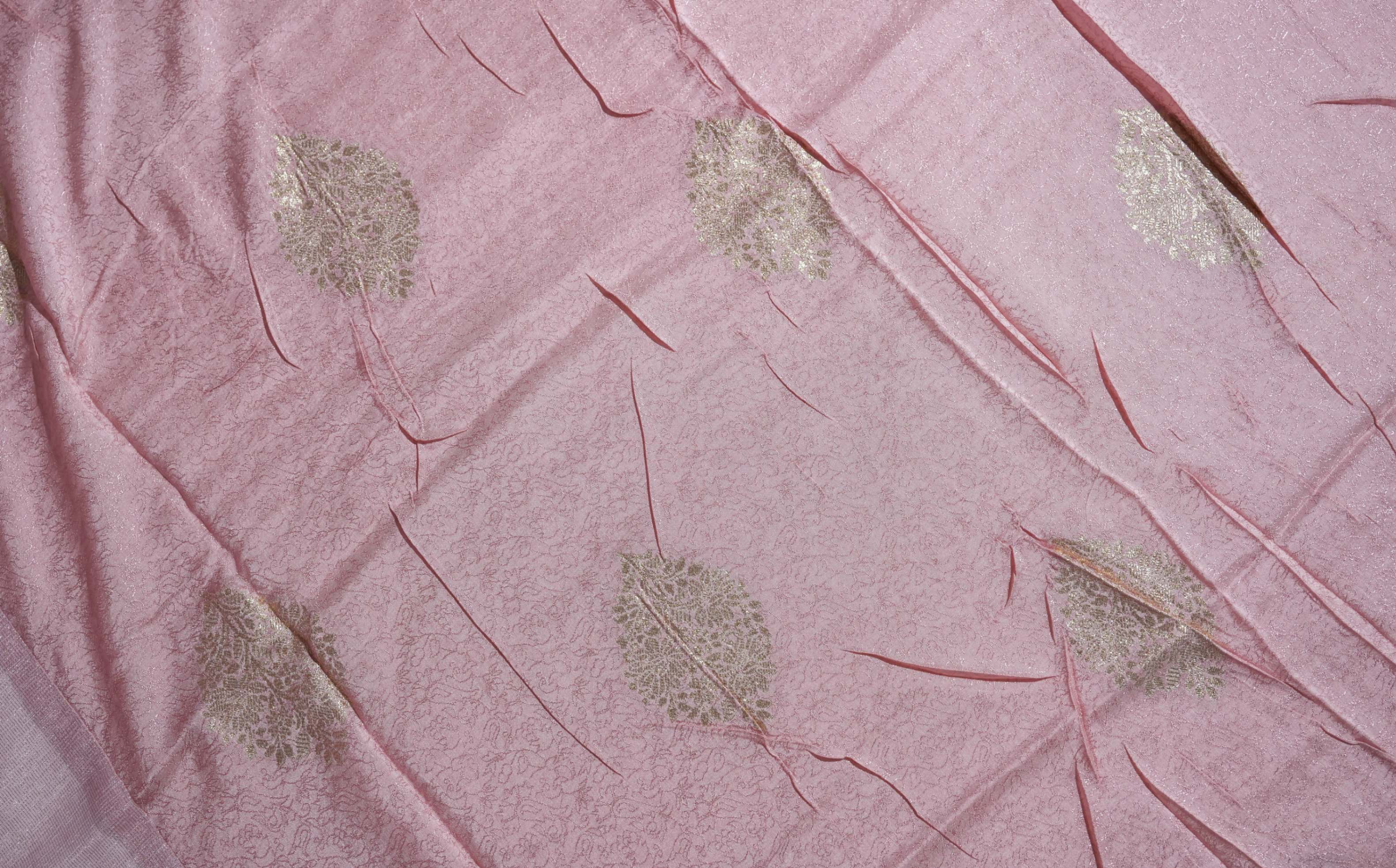 Pink Printed Embroidery Tissue Saree