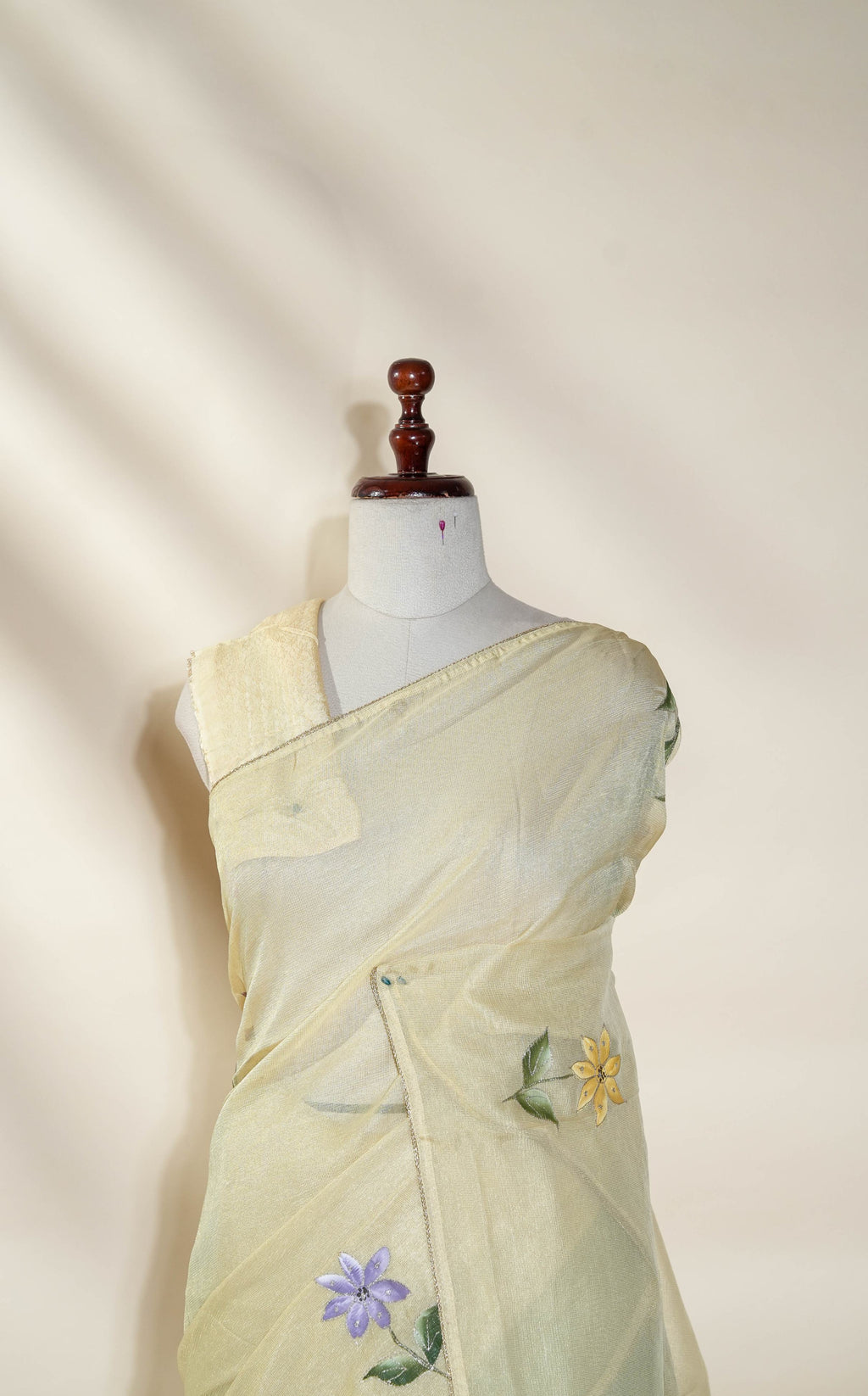 Gold Printed Embroidery Tissue Saree