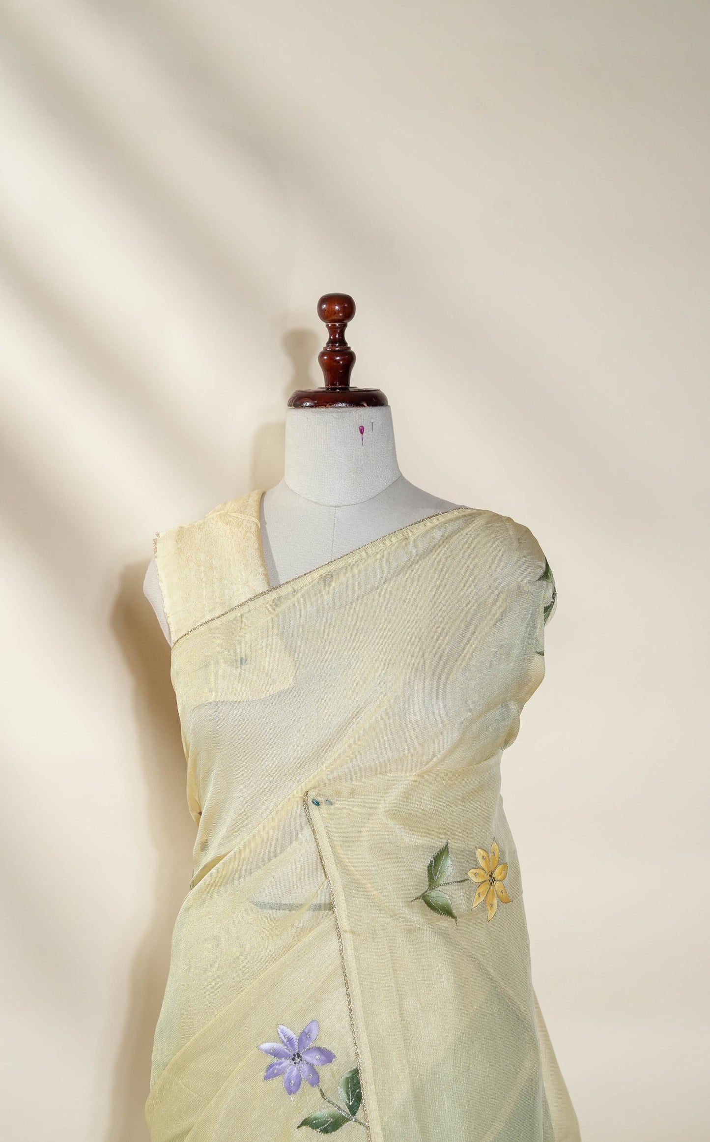 Gold Printed Embroidery Tissue Saree