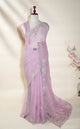 Pink Embroidery Organza Saree
