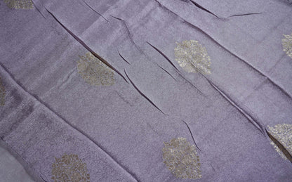 Purple Printed Embroidery Tissue Saree