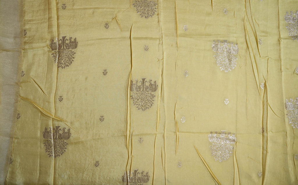Gold Printed Embroidery Tissue Saree