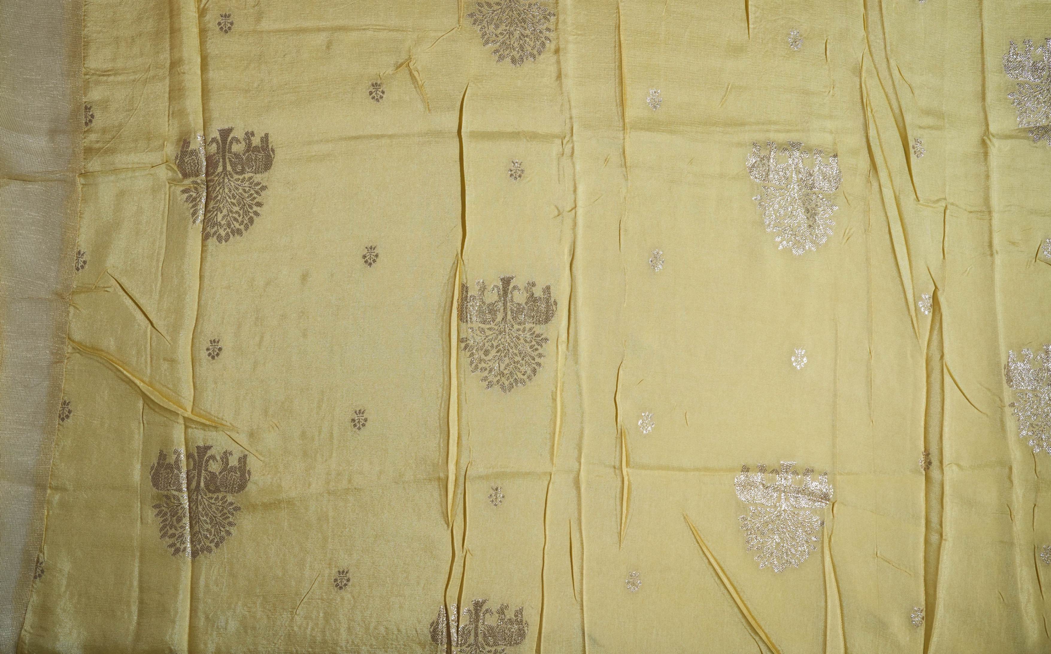 Gold Printed Embroidery Tissue Saree