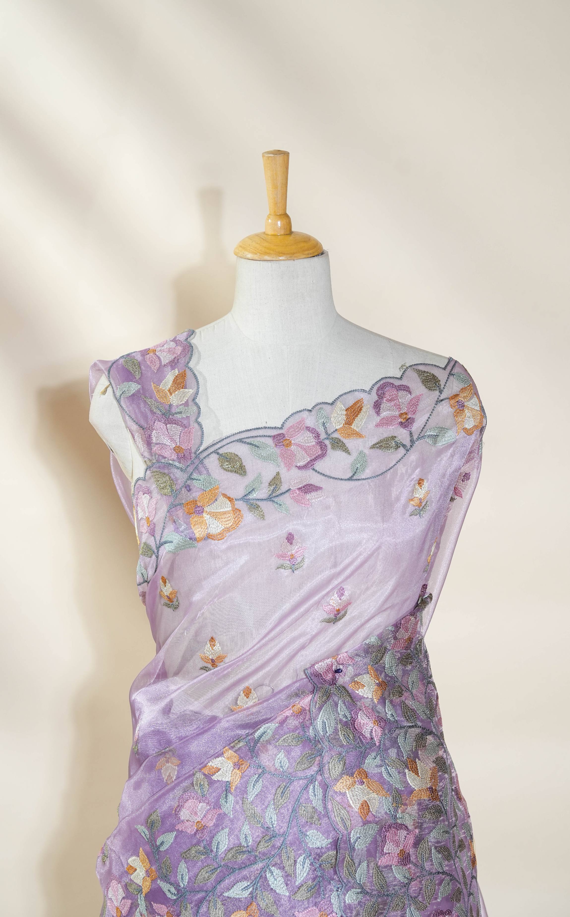 Purple Embroidery Organza Saree