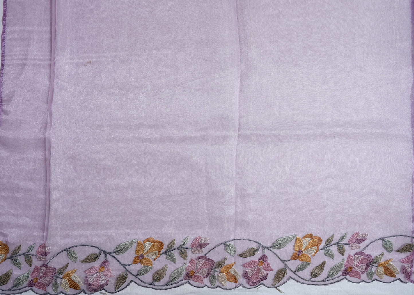 Purple Embroidery Organza Saree