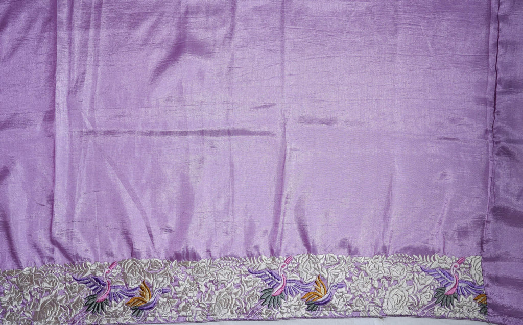 Purple Embroidery Silk Saree